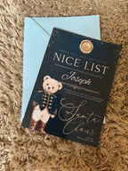 Personalised Christmas Teddy Bear Nice List Letter