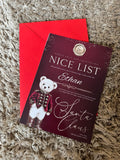 Personalised Christmas Teddy Bear Nice List Letter