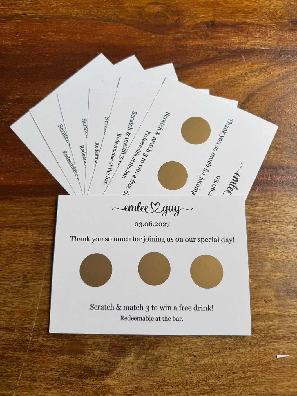 Personalised Scratch Off Cards Drink Prize
