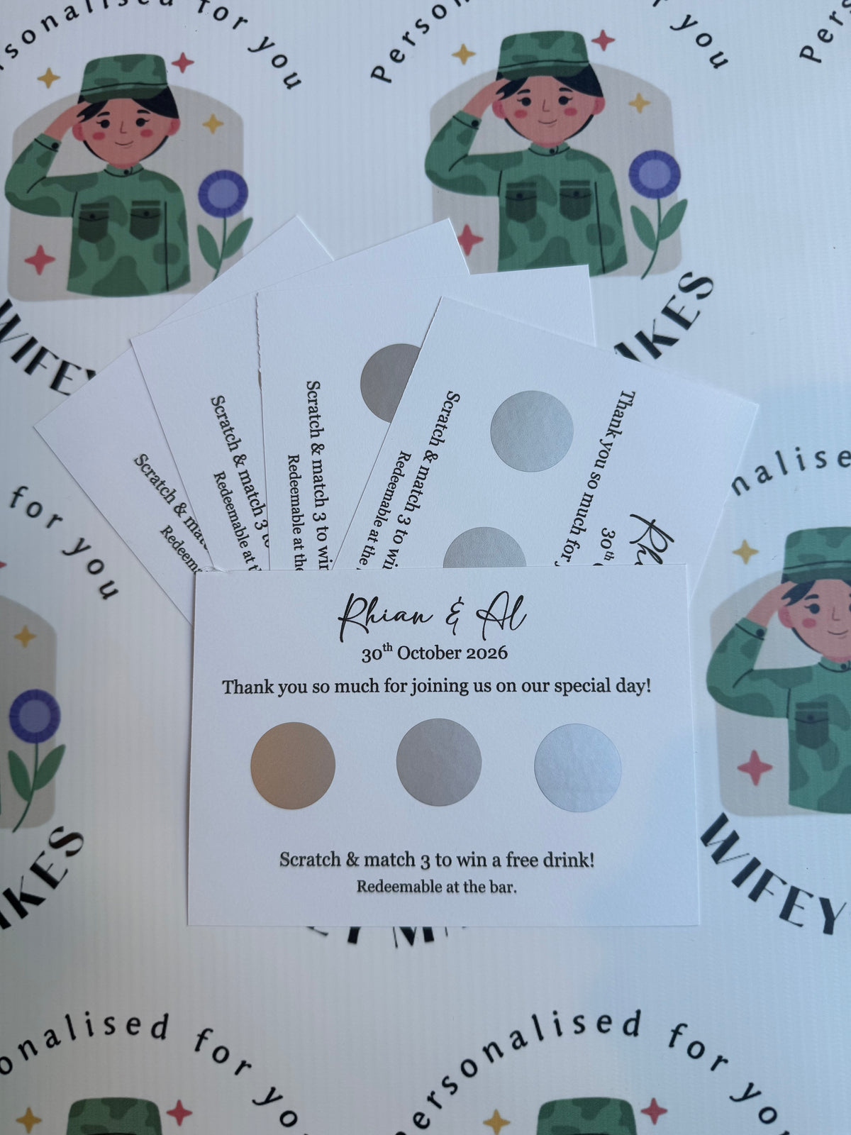 Personalised Scratch Off Cards Drink Prize