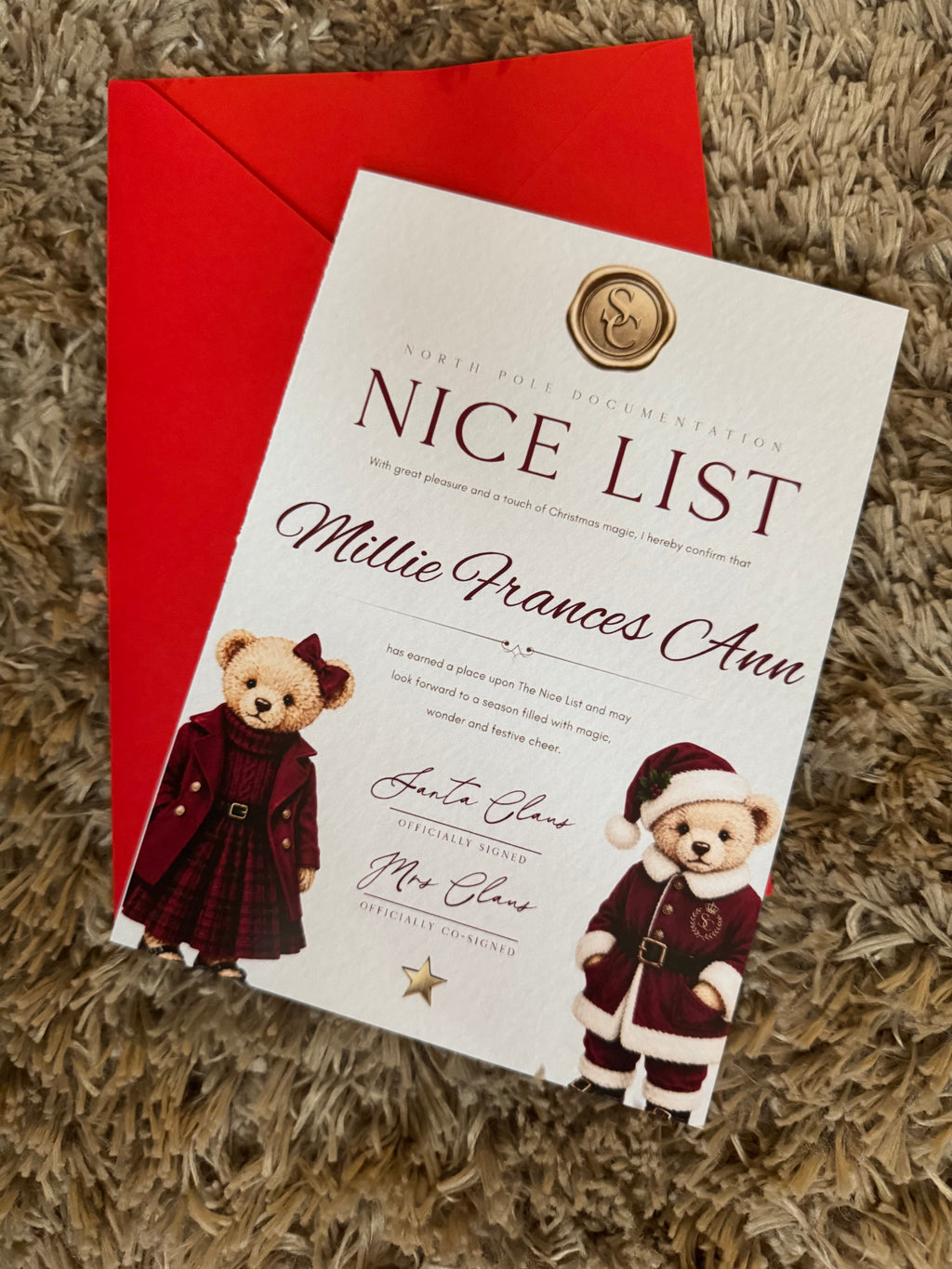 Personalised Christmas Nice List Letters Girls