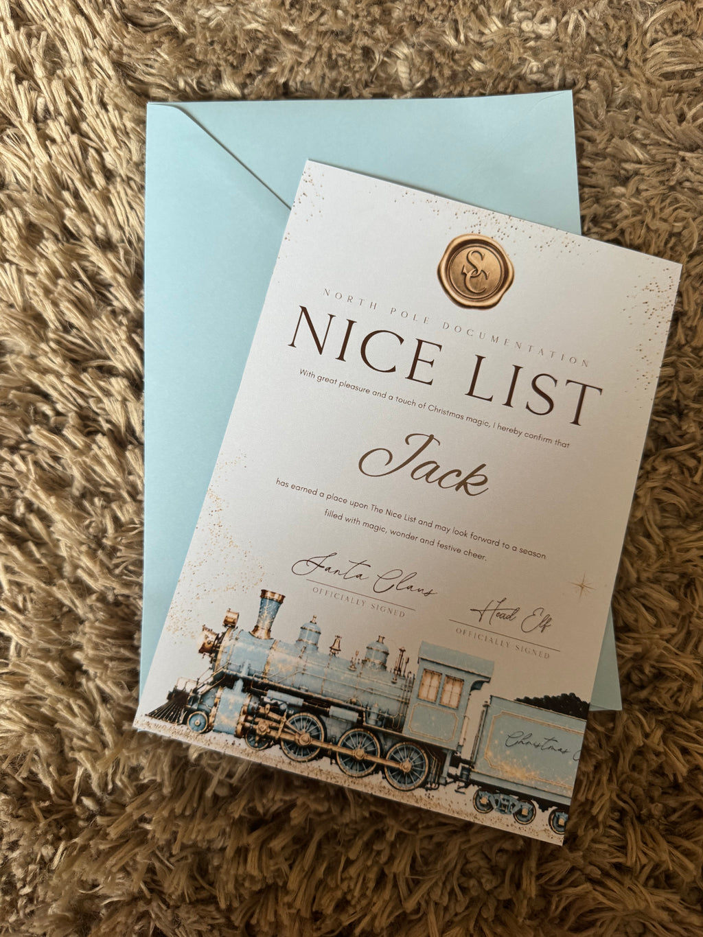 Personalised Christmas Nice List Letters Boys
