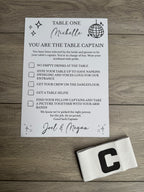 Personalised Table Captain Card For Weddings Various Designs