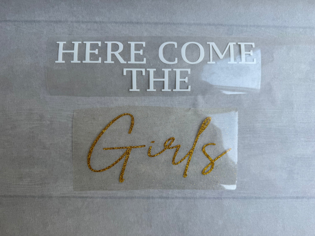 Iron On Vinyl for Hen Party Tops Here Come The