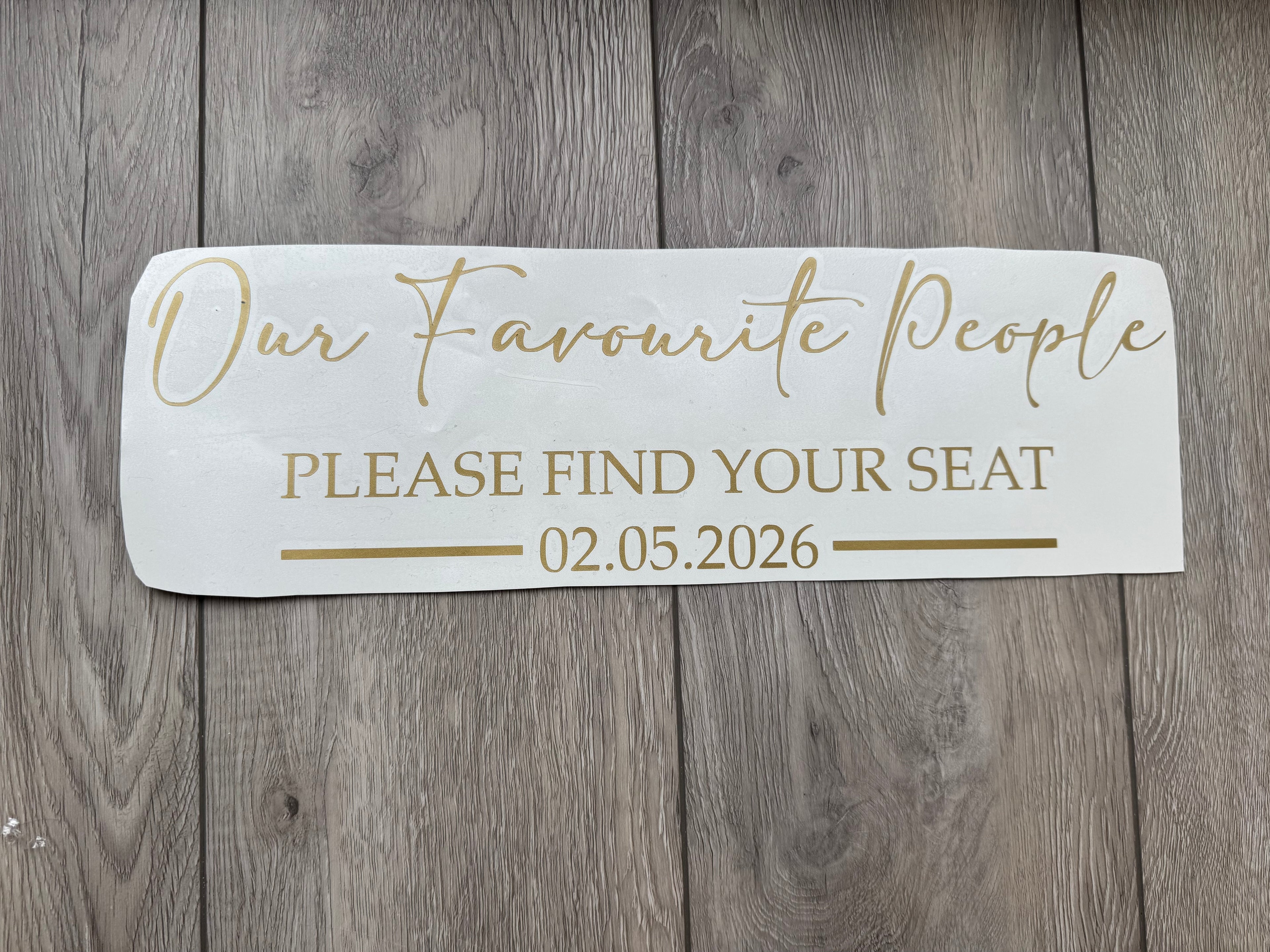 Seating Plan Topper Vinyl Our Favourite People