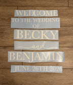 Welcome To The Wedding Of Welcome Sign
