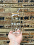 In My Wifey Era Libby Glass Cup with Lid & Straw Personalised With Year