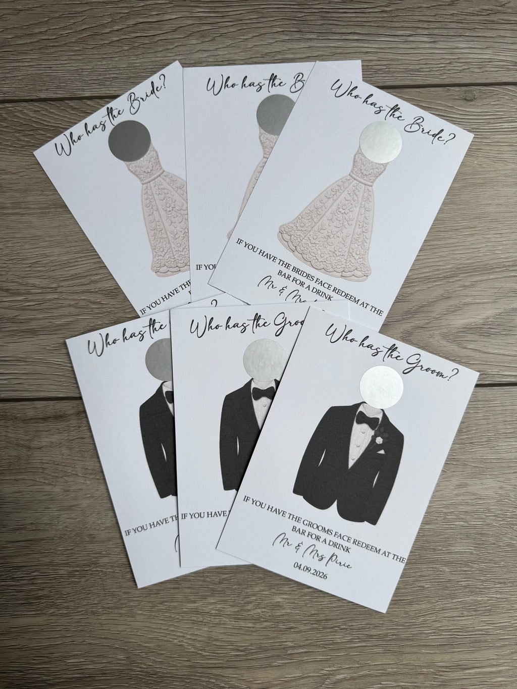 Personalised Scratch Off Cards Drink Prize Who Has The Bride Groom