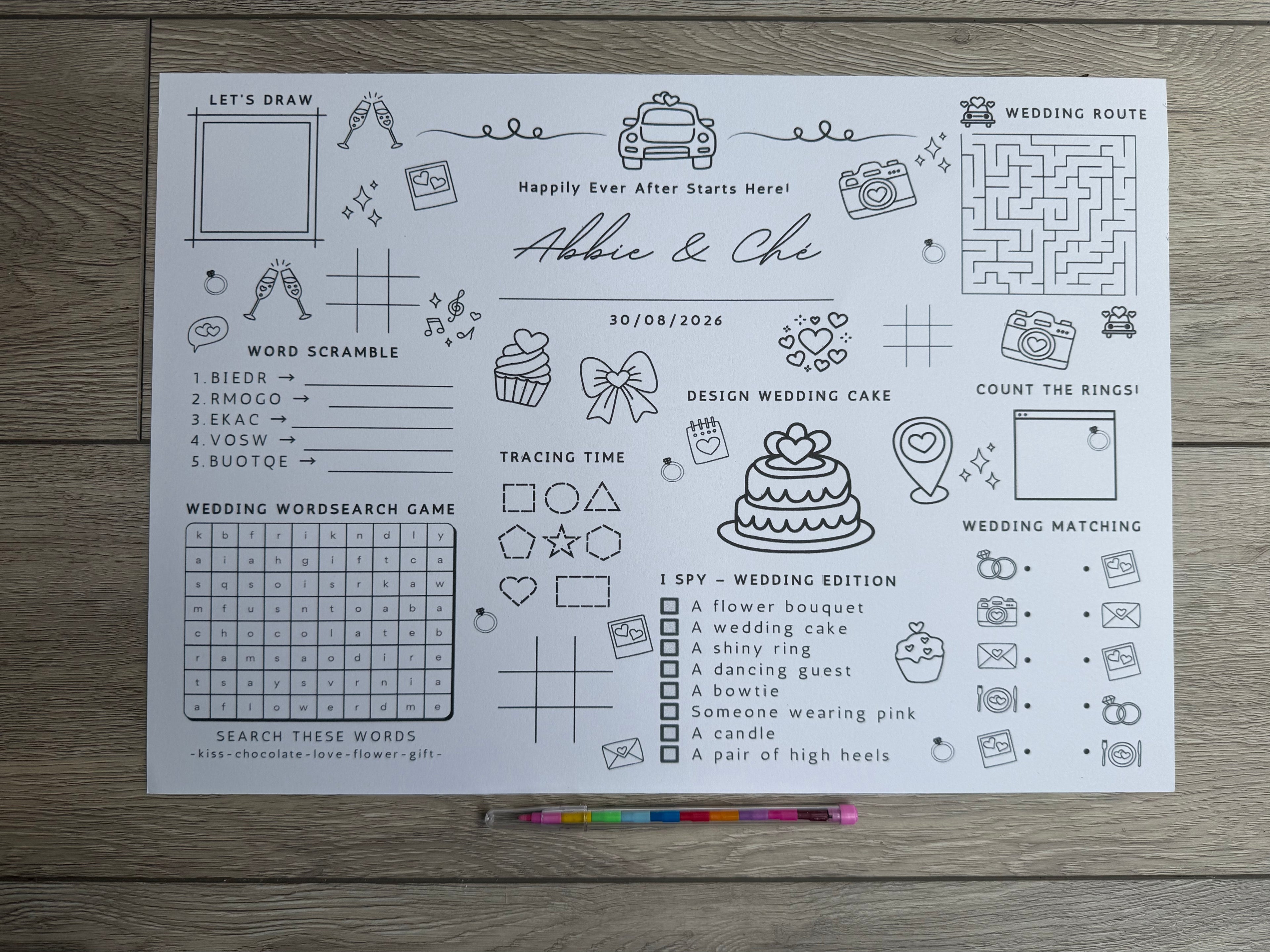 A3 Wedding Colouring Mat