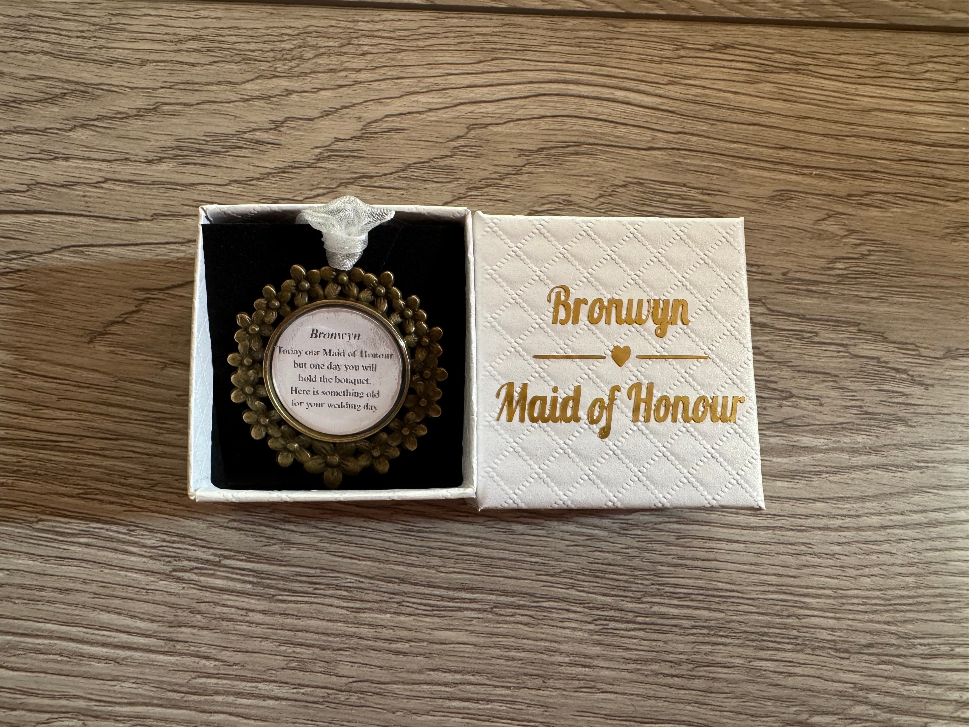 Bridesmaid Flower Girl Maid of Honor Honour Personalised Keepsake Charm Chief Bridesmaid Wedding Thank You Gift Something Old Bouquet Charm