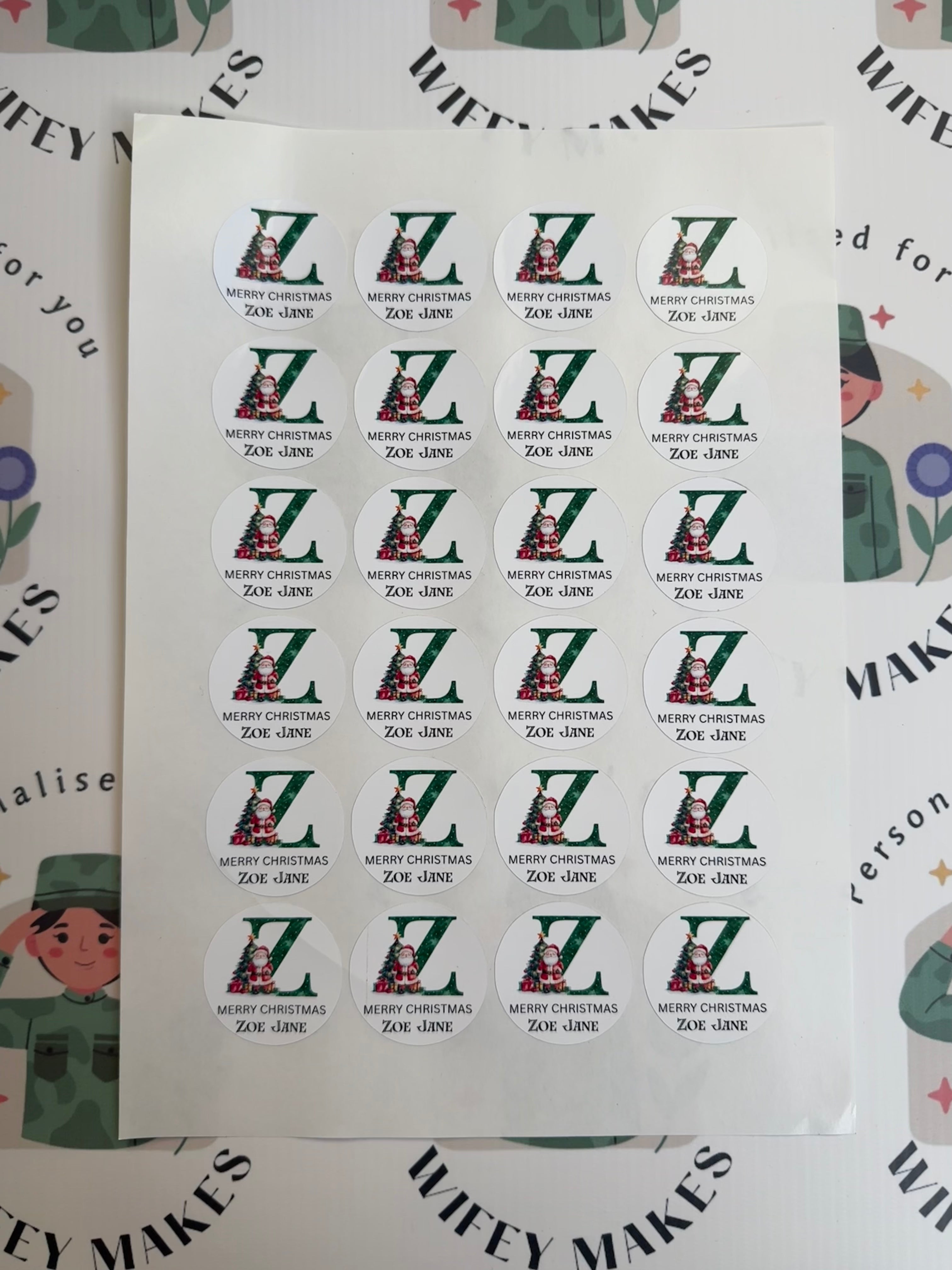 Personalised Christmas Stickers Santa Gloss Finish