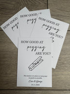 Personalised Pegging Game Card For Weddings Various Designs