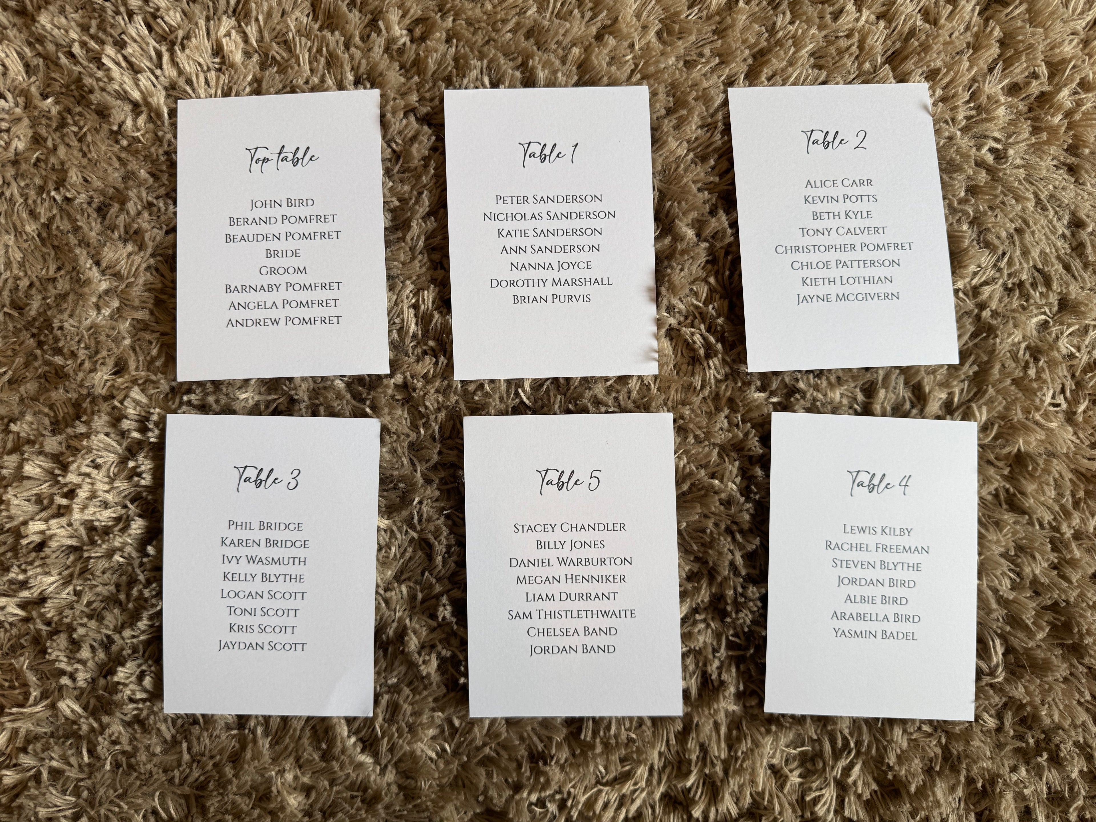 Seating Plan Card