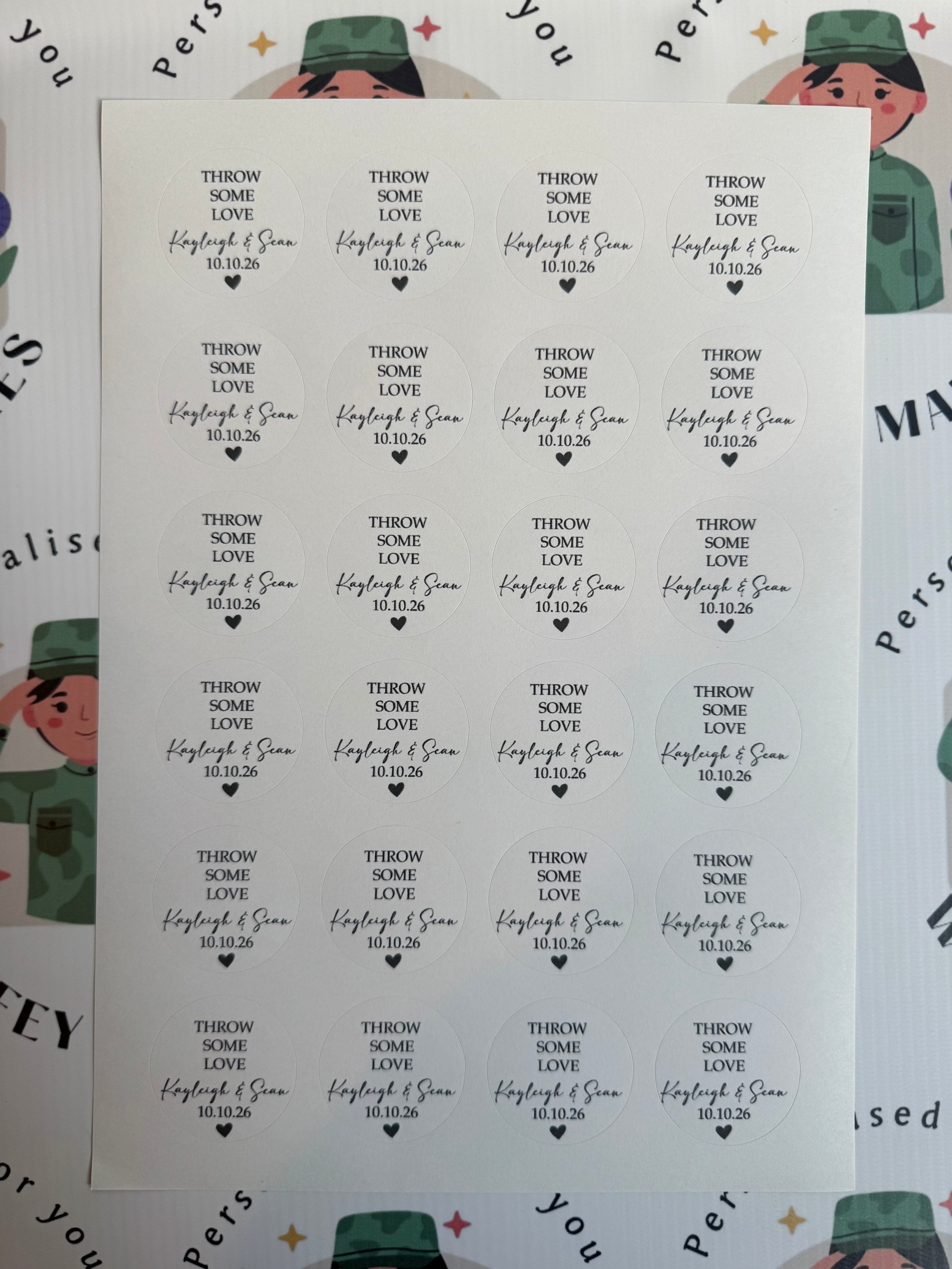 Personalised Stickers Throw Some Love