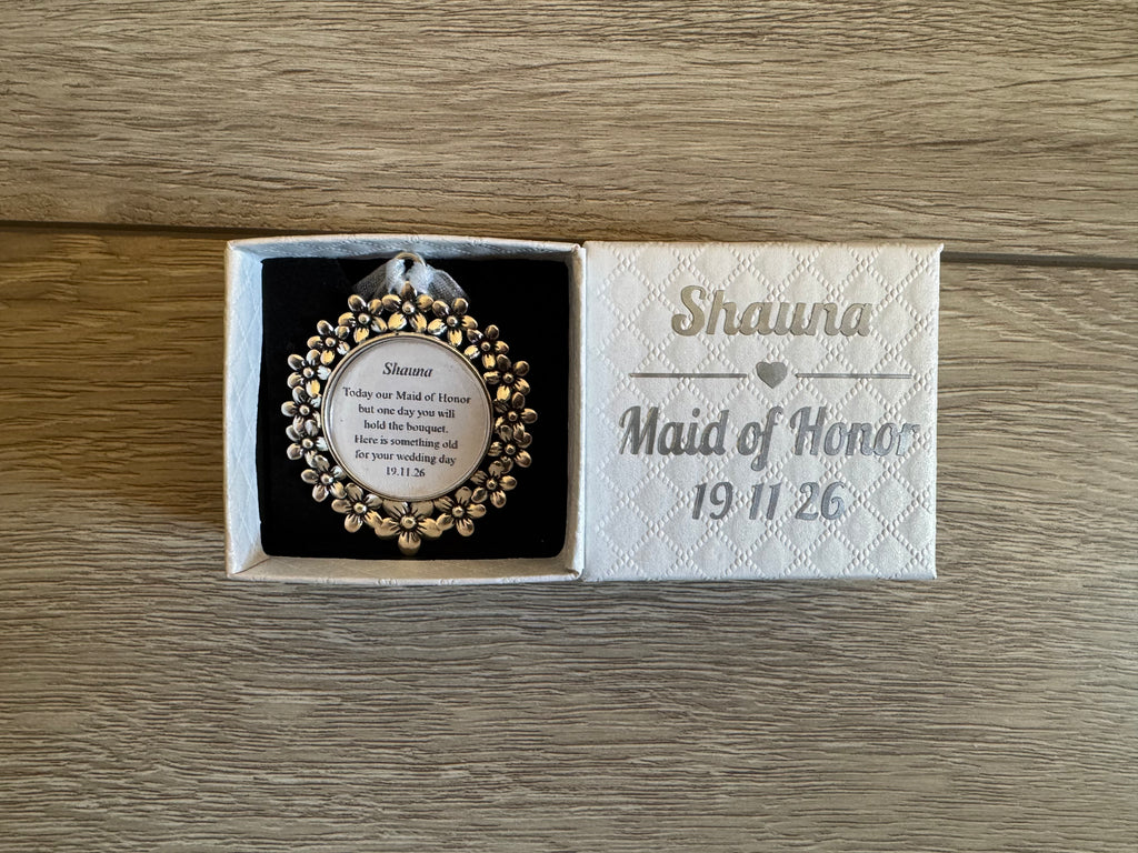 Bridesmaid Flower Girl Maid of Honor Honour Personalised Keepsake Charm Chief Bridesmaid Wedding Thank You Gift Something Old Bouquet Charm