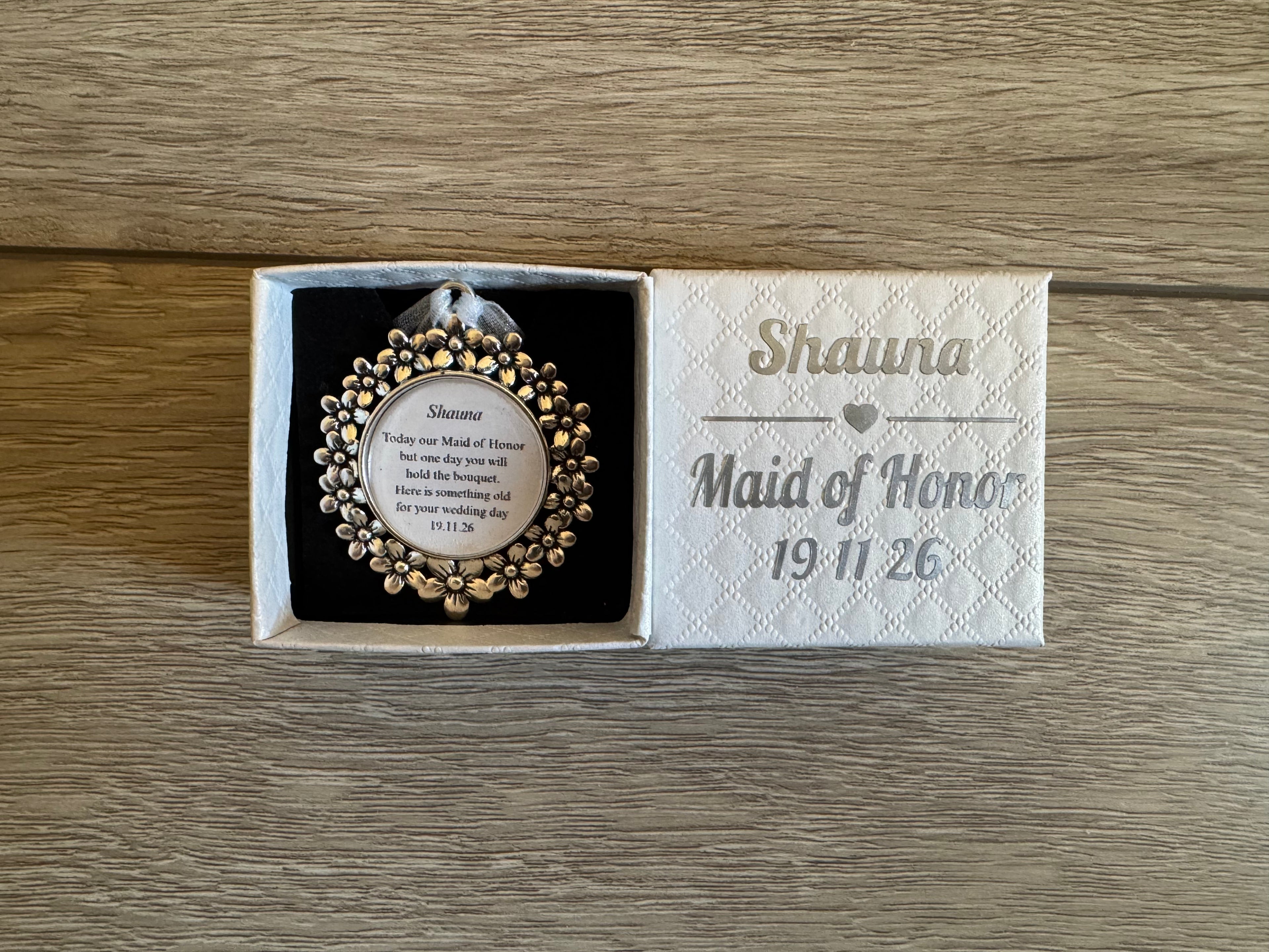 Bridesmaid Flower Girl Maid of Honor Honour Personalised Keepsake Charm Chief Bridesmaid Wedding Thank You Gift Something Old Bouquet Charm