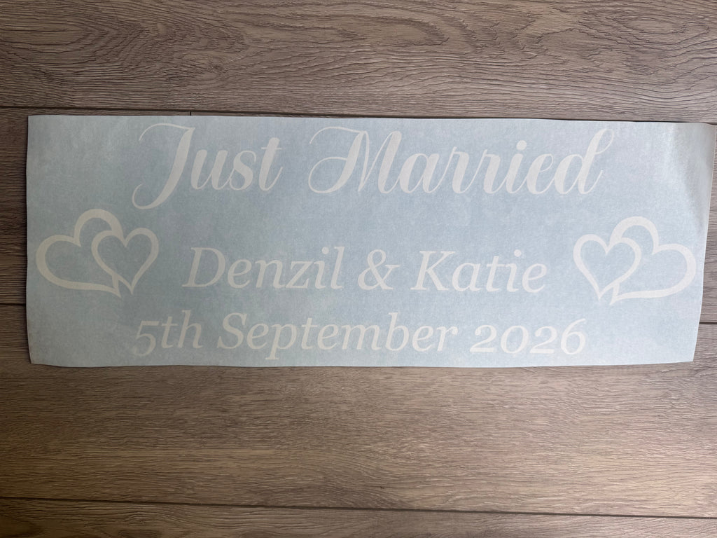 Personalised Wedding Car Just Married Sticker Decal