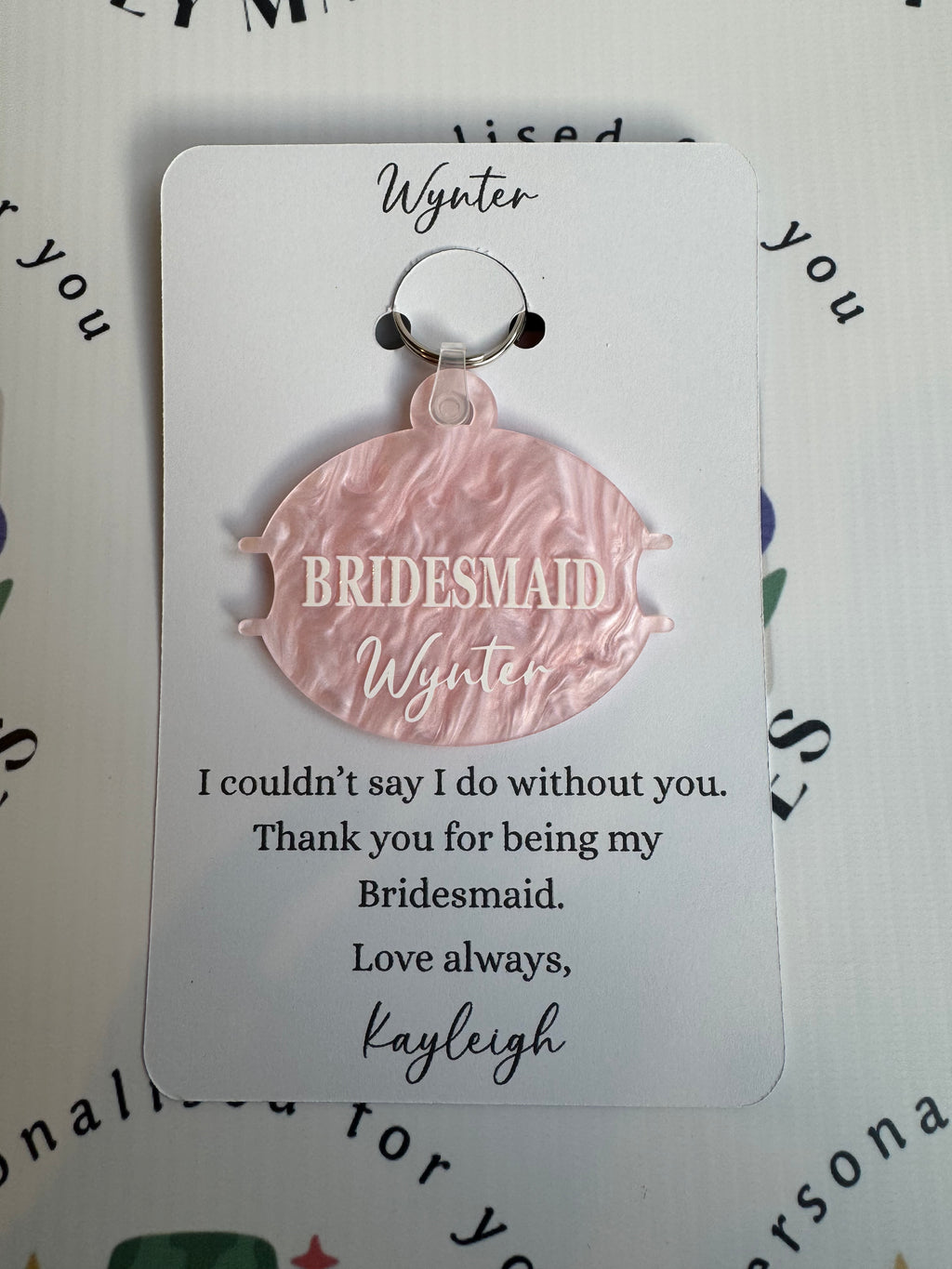 Personalised Hair Bobble Buddy – Pink Swirl Acrylic