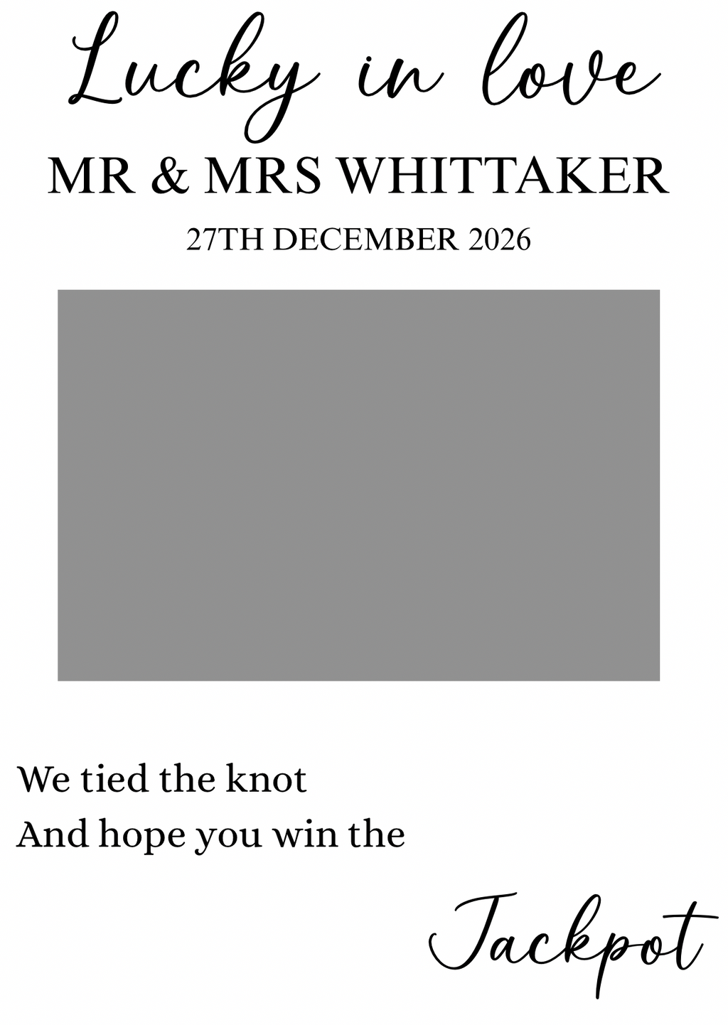 Personalised Wedding Scratch Card Cards Holder
