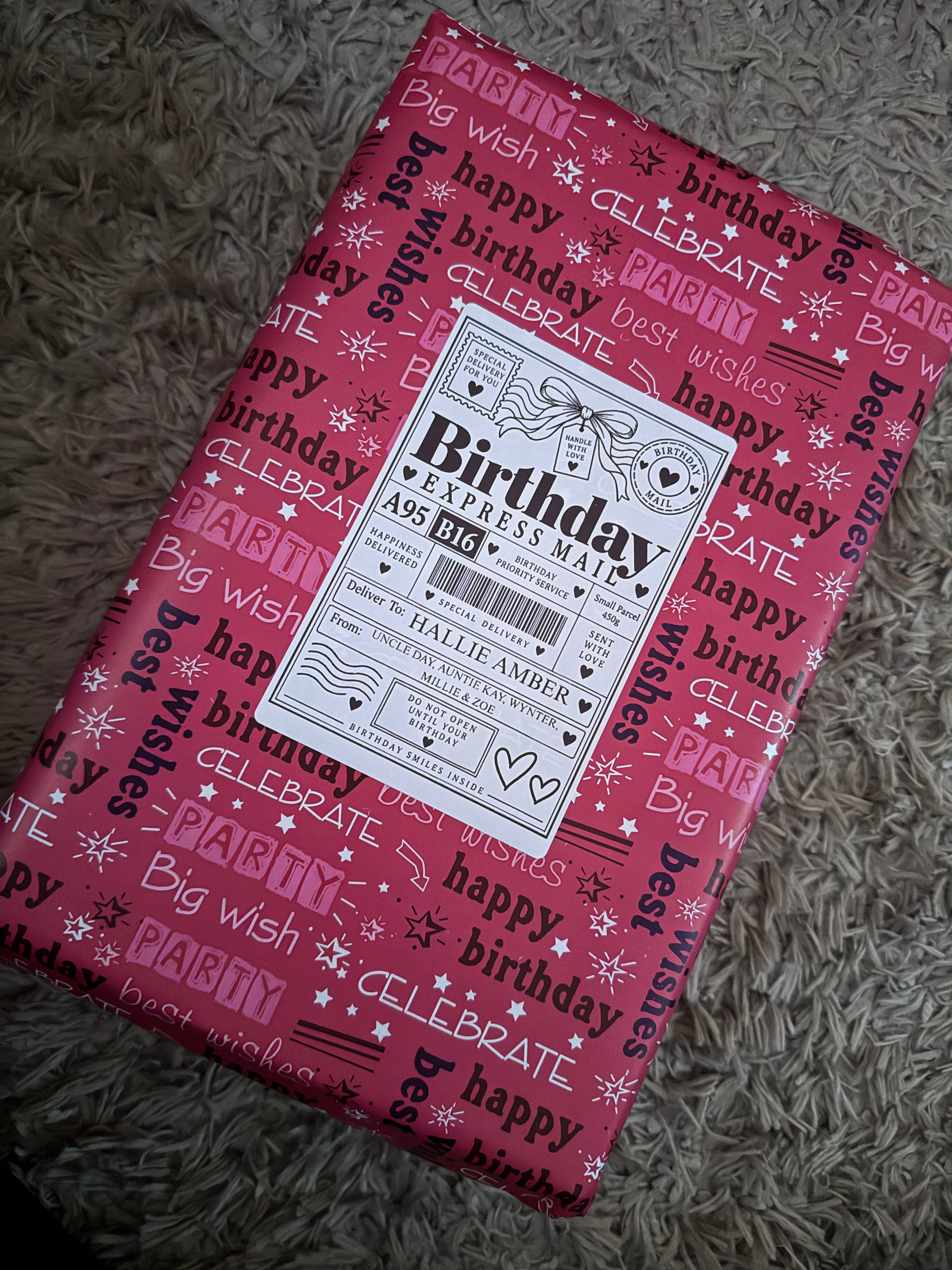 Personalised Birthday Present Stickers Postage Labels x 10