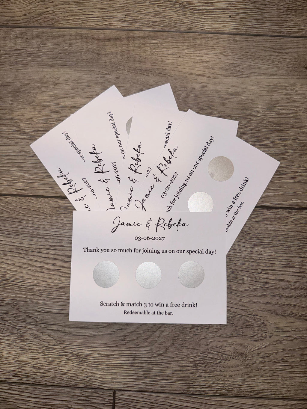Personalised Scratch Off Cards Drink Prize