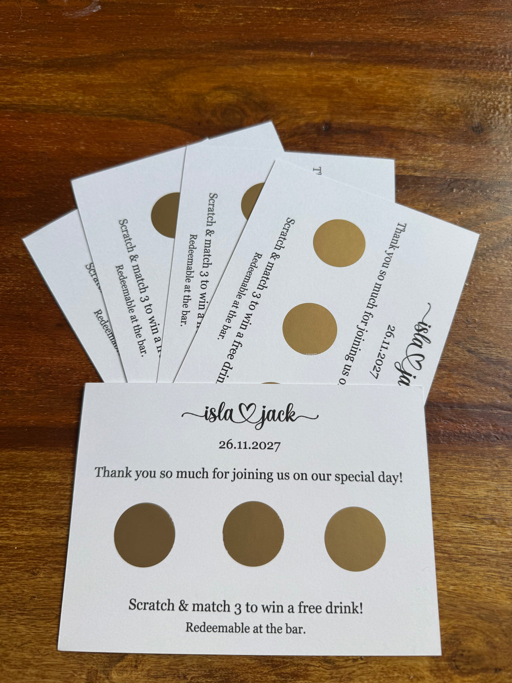 Personalised Scratch Off Cards Drink Prize