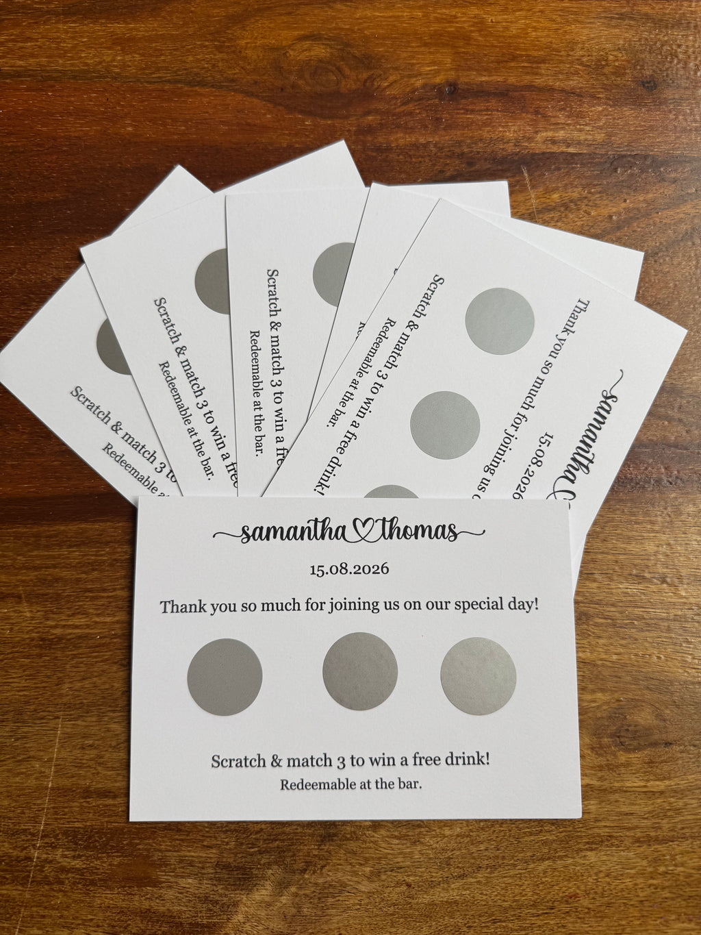Personalised Scratch Off Cards Drink Prize