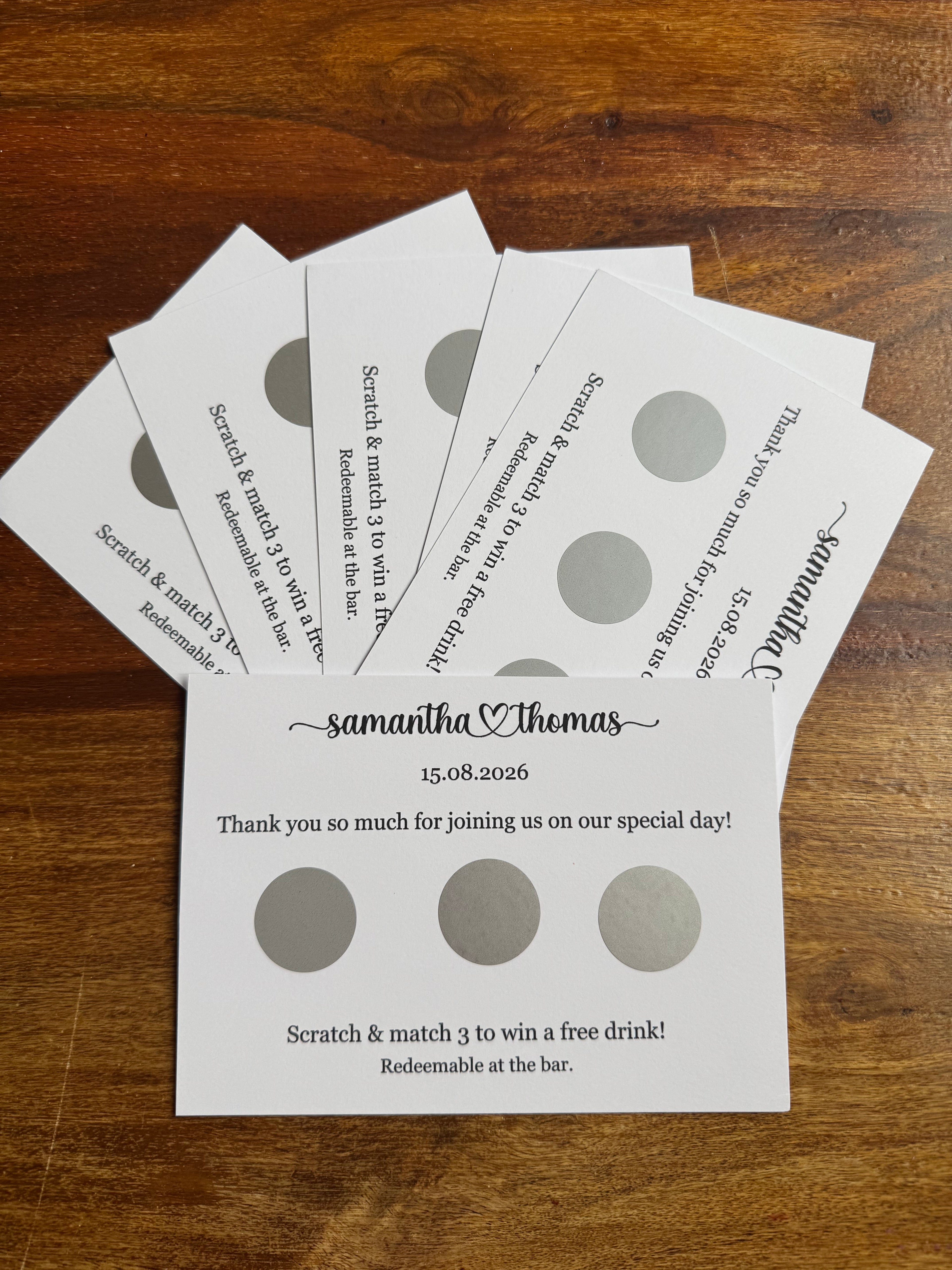 Personalised Scratch Off Cards Drink Prize