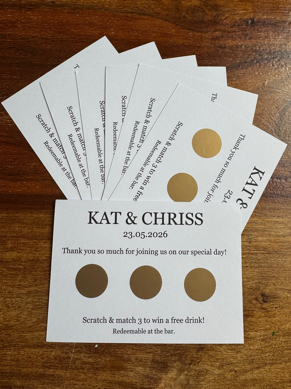 Personalised Scratch Off Cards Drink Prize
