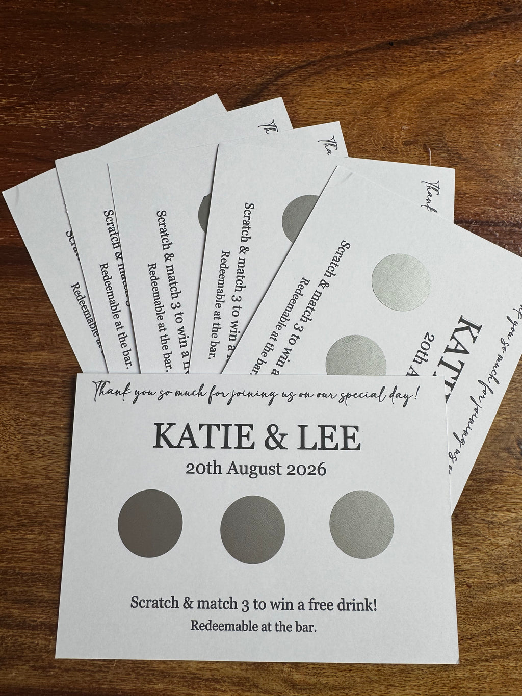 Personalised Scratch Off Cards Drink Prize