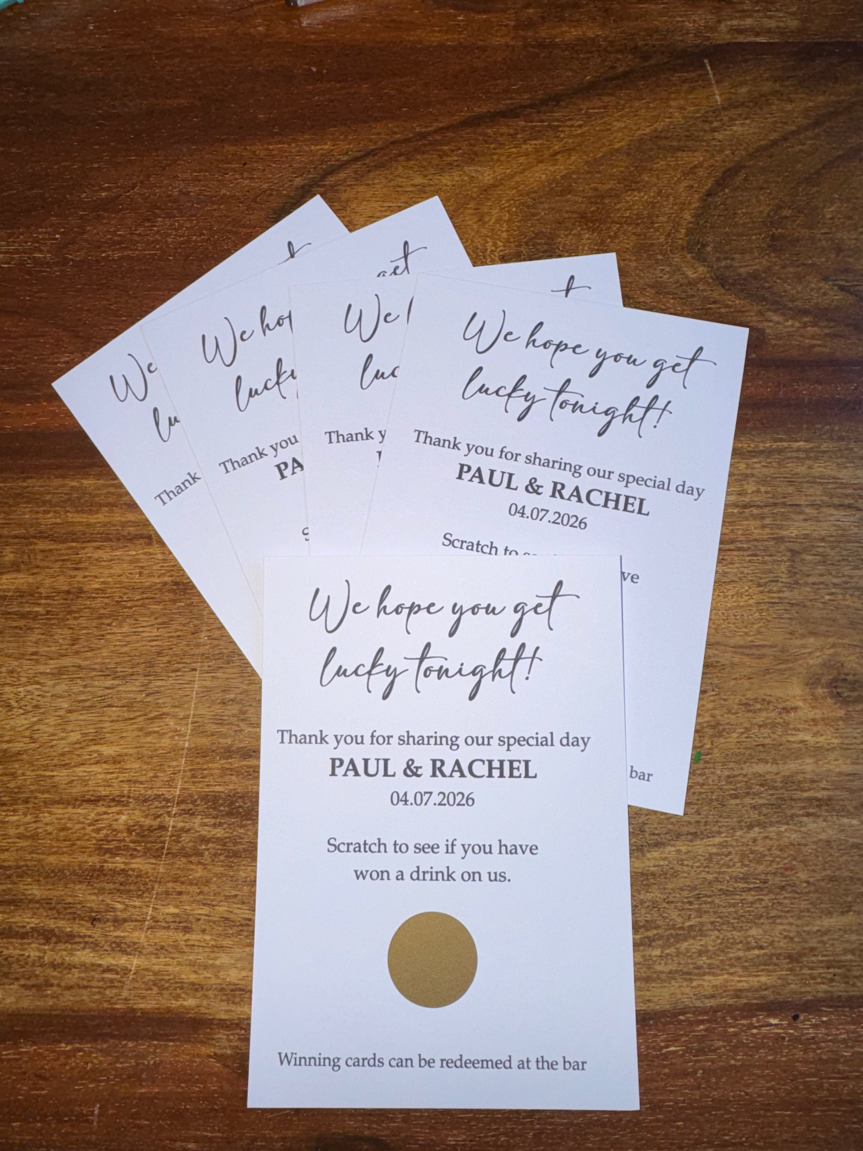 Personalised Scratch Off Cards Drink Prize