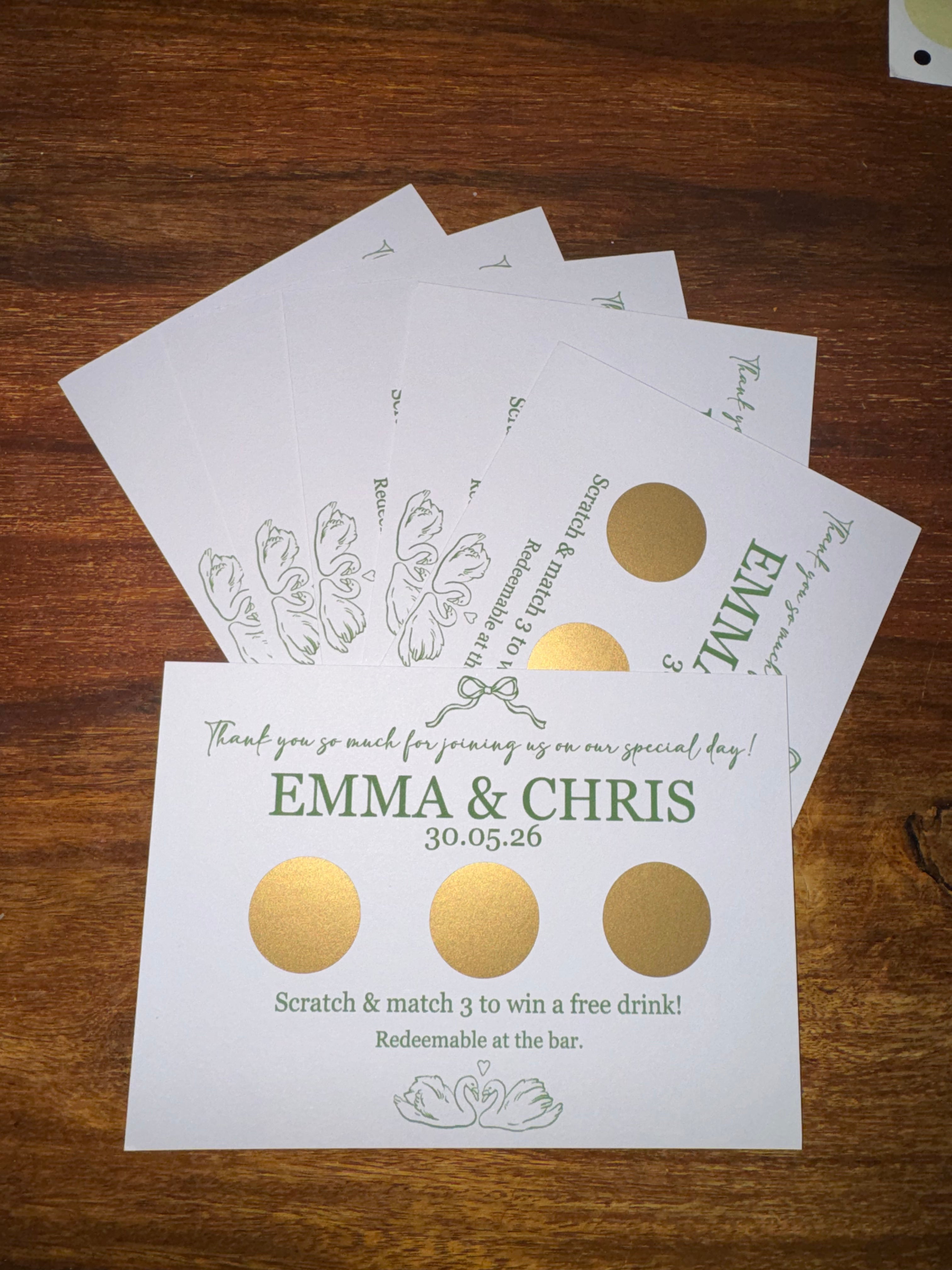 Personalised Scratch Off Cards Drink Prize