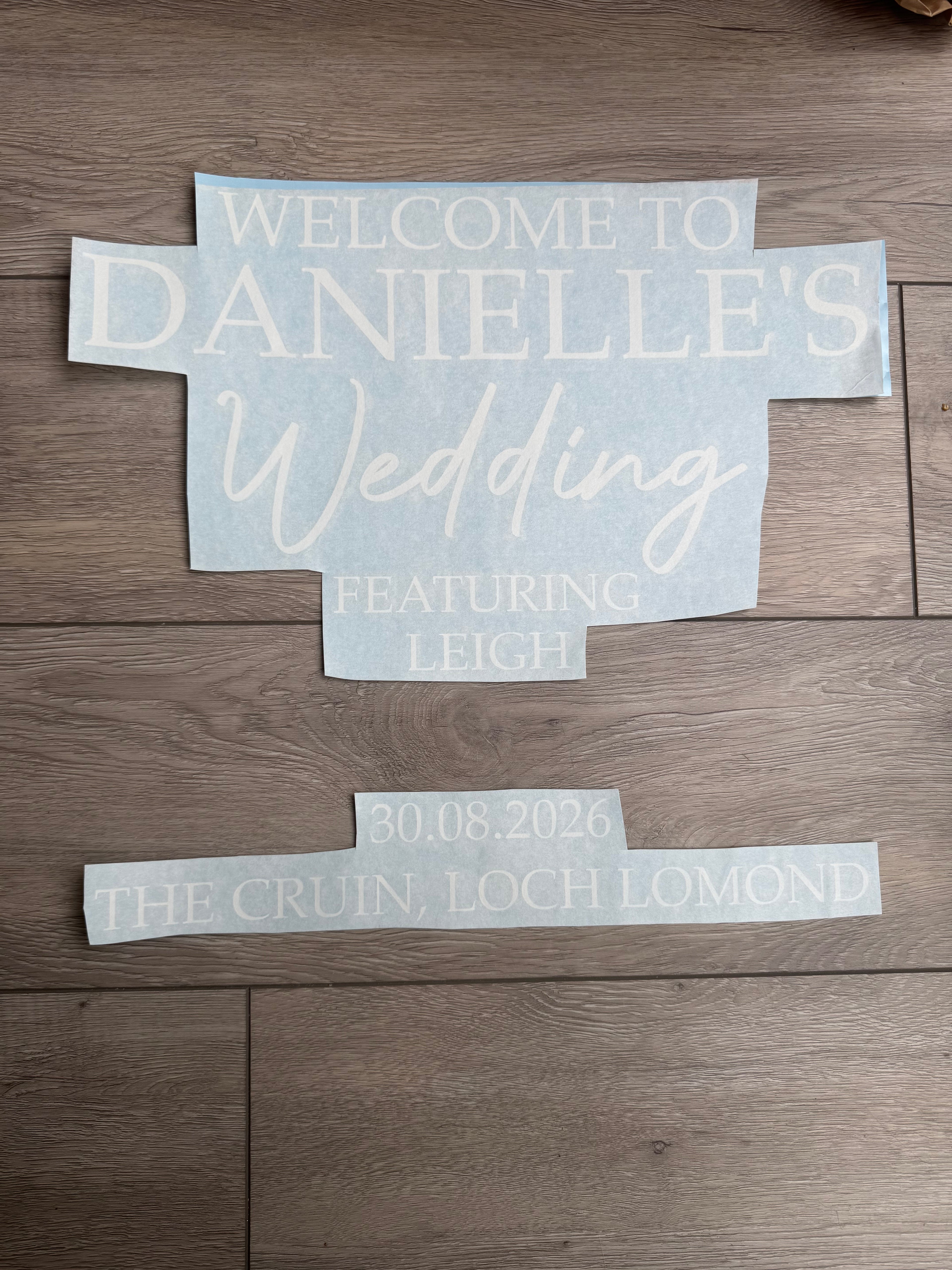 Welcome to Names Wedding Featuring Vinyl Decal Wedding Mirror