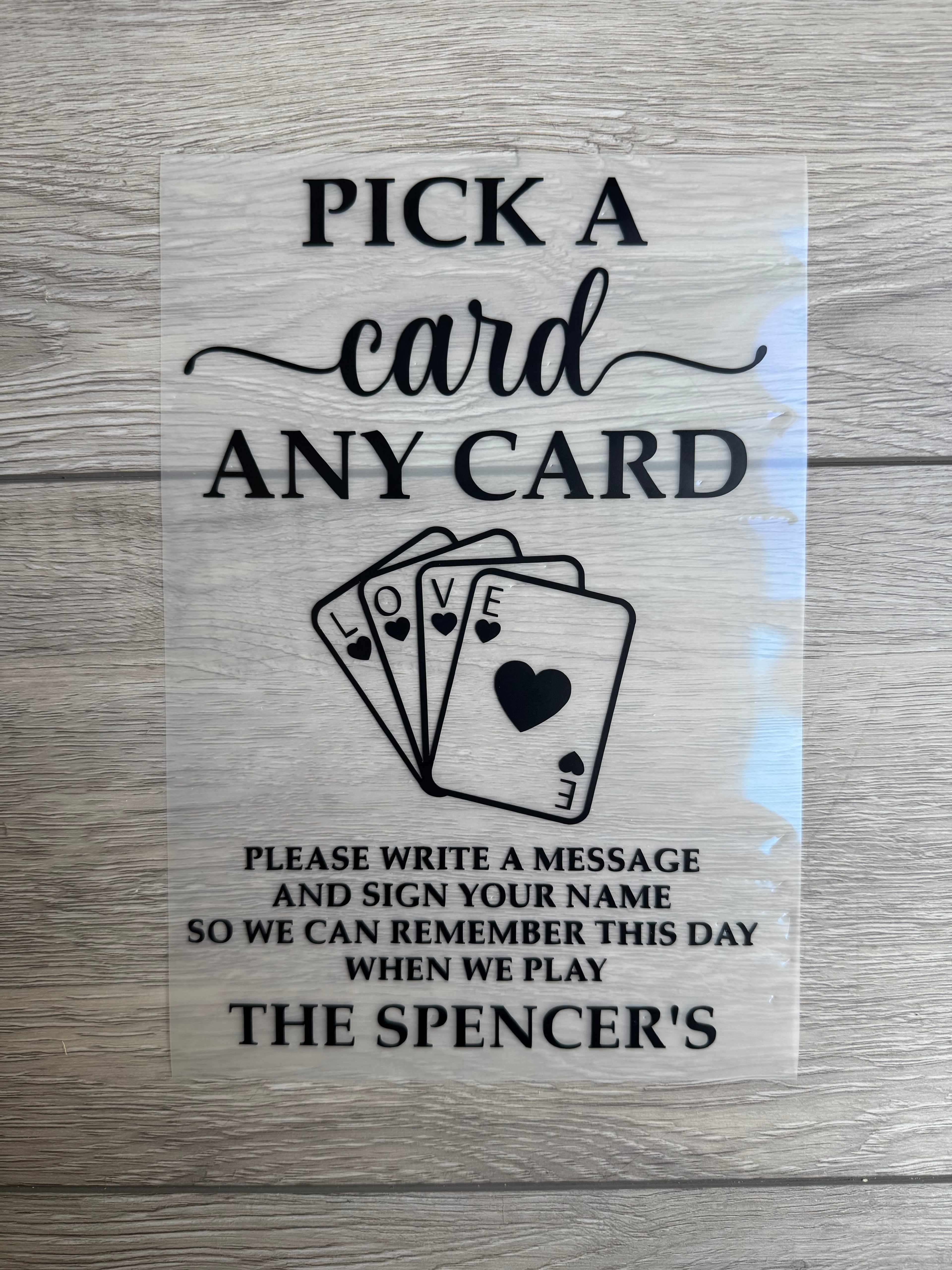 Pick A Card Sign Vinyl