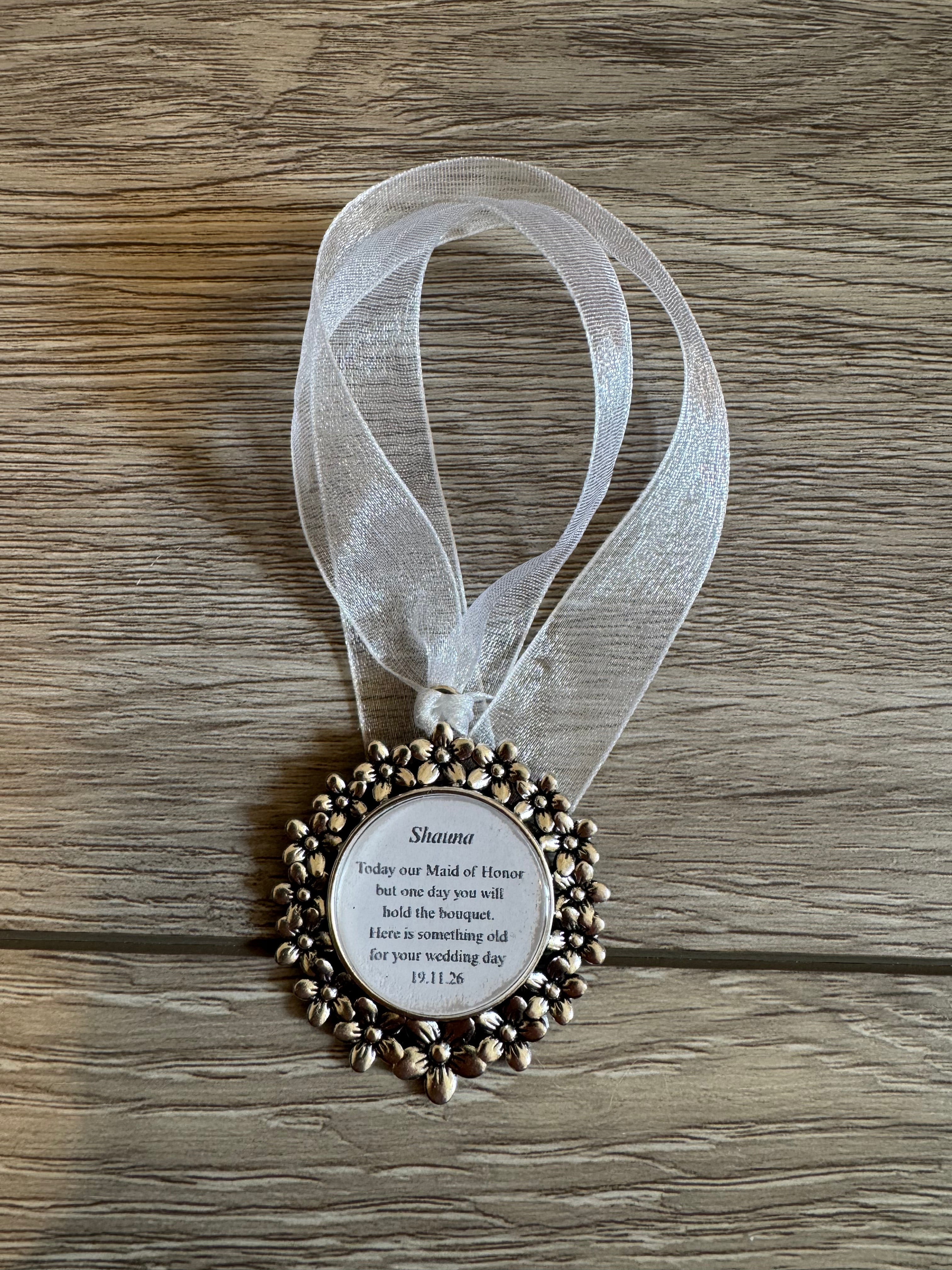 Bridesmaid Flower Girl Maid of Honor Honour Personalised Keepsake Charm Chief Bridesmaid Wedding Thank You Gift Something Old Bouquet Charm