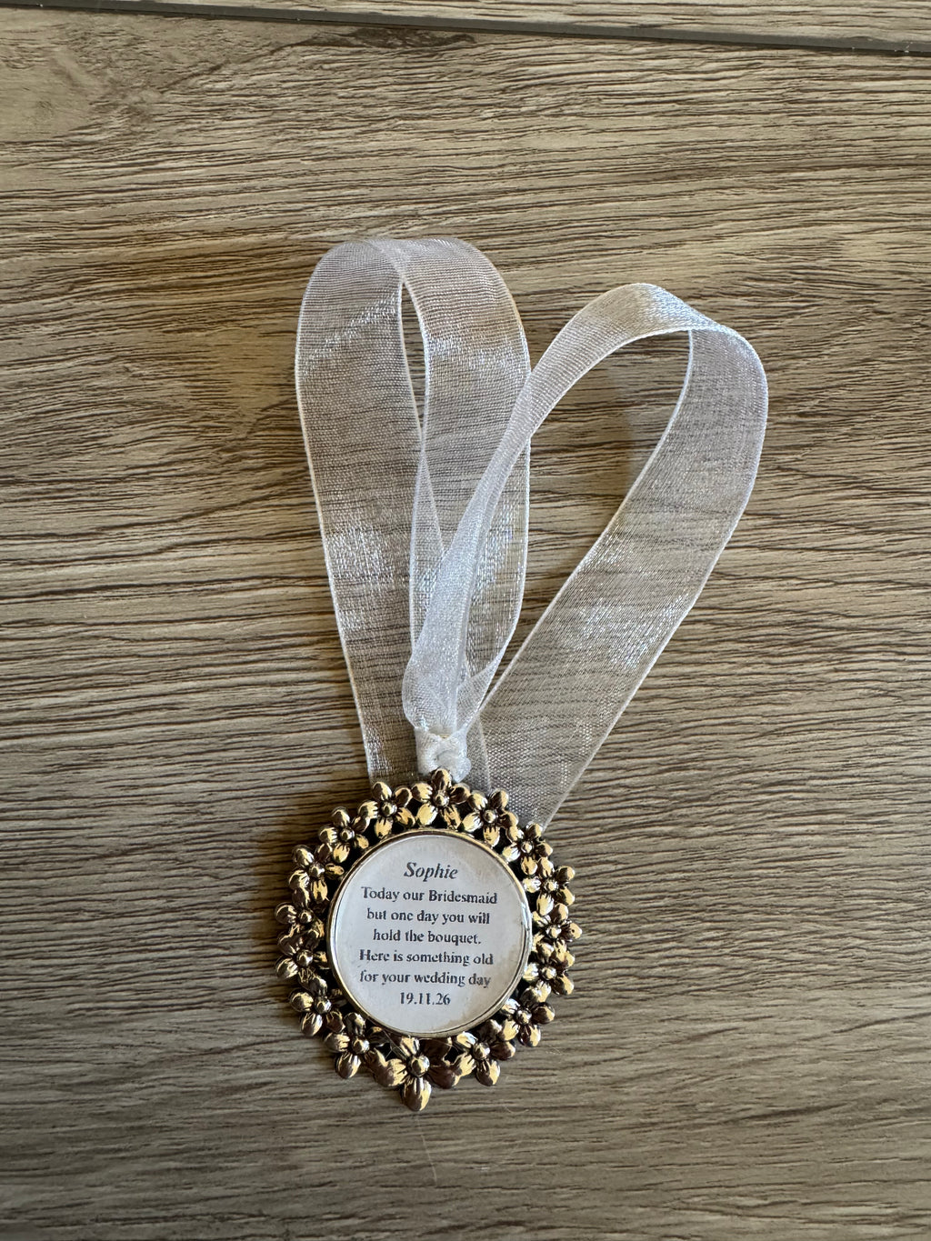 Bridesmaid Flower Girl Maid of Honor Honour Personalised Keepsake Charm Chief Bridesmaid Wedding Thank You Gift Something Old Bouquet Charm