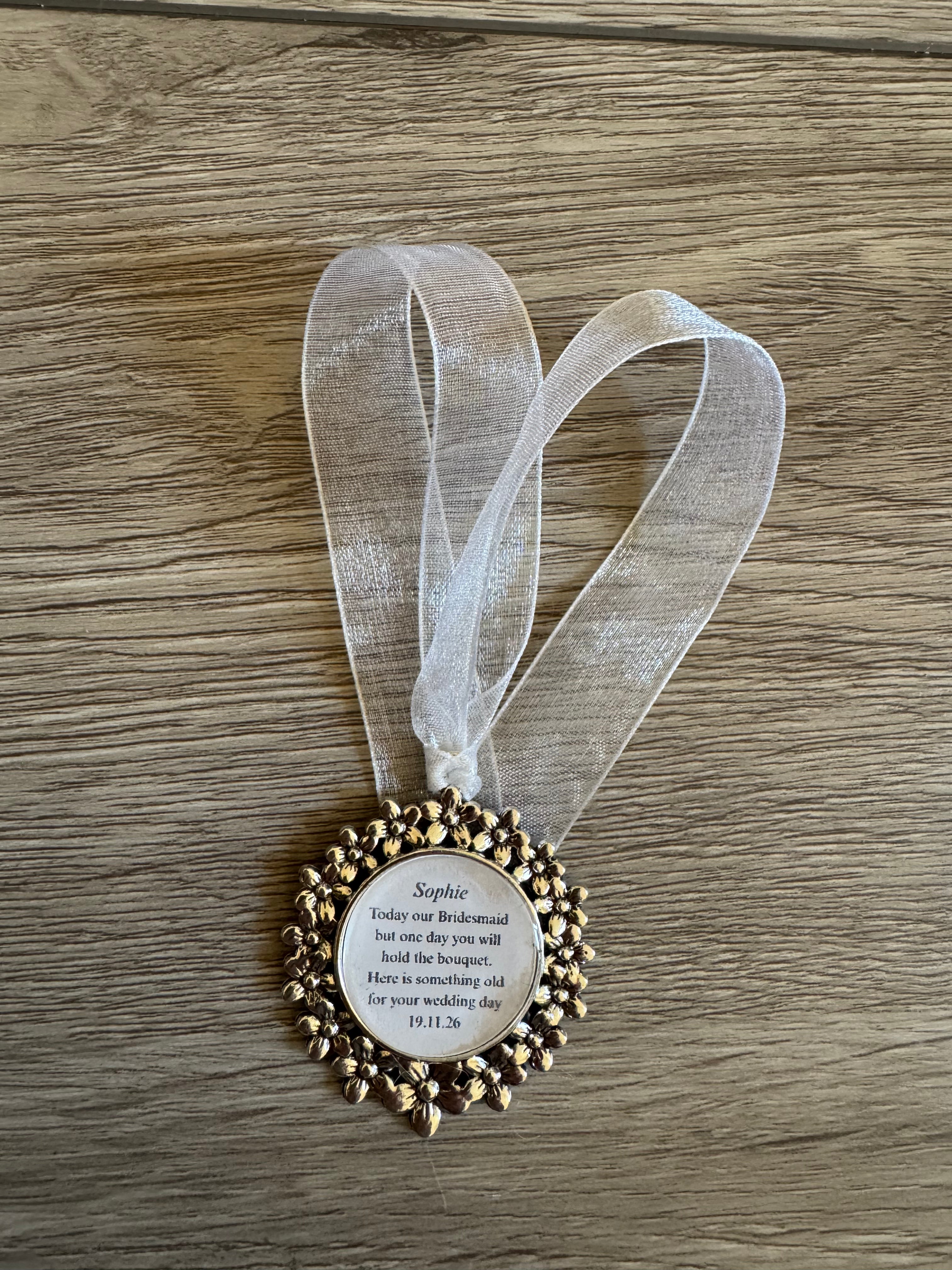 Bridesmaid Flower Girl Maid of Honor Honour Personalised Keepsake Charm Chief Bridesmaid Wedding Thank You Gift Something Old Bouquet Charm