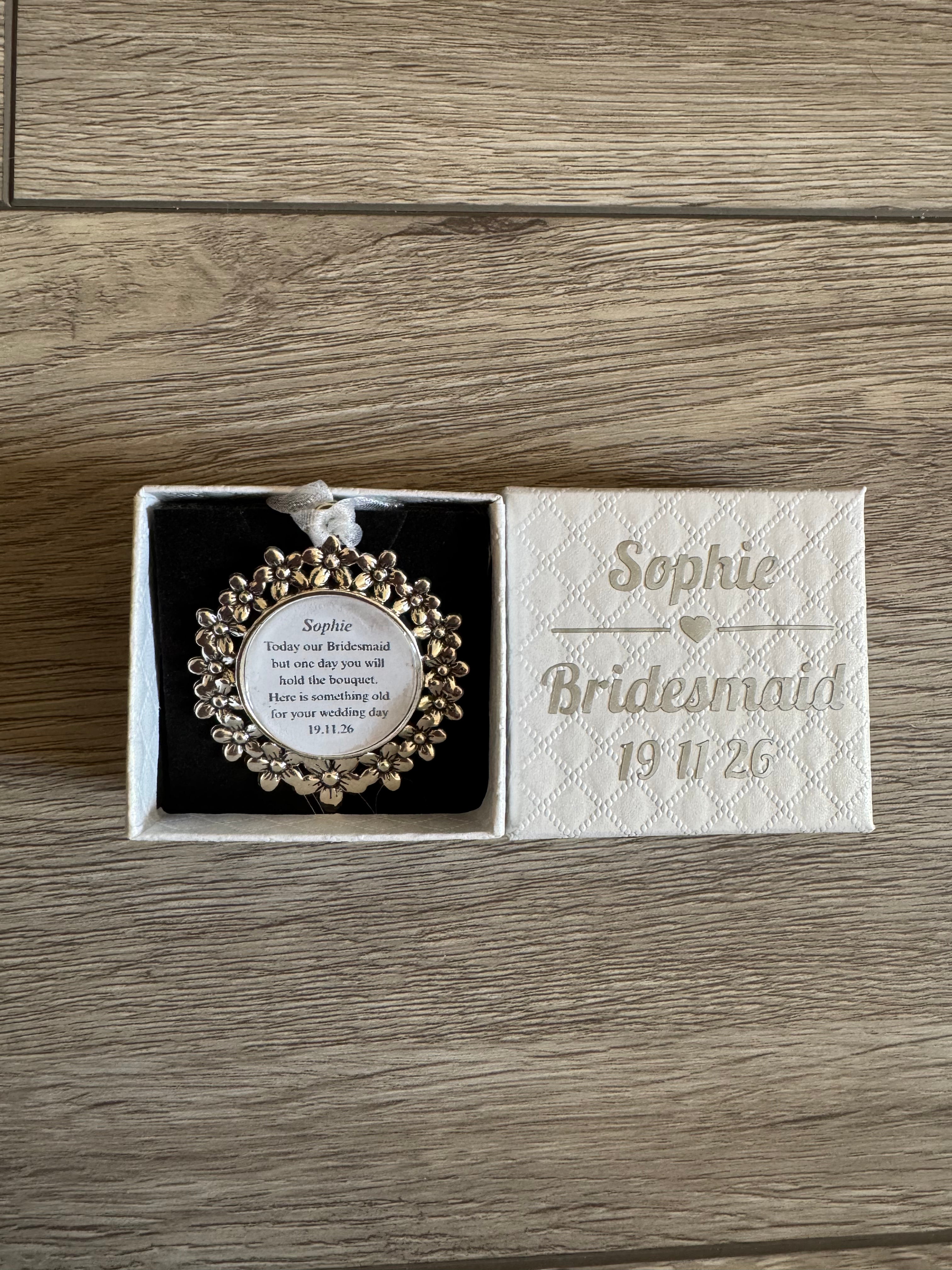 Bridesmaid Flower Girl Maid of Honor Honour Personalised Keepsake Charm Chief Bridesmaid Wedding Thank You Gift Something Old Bouquet Charm