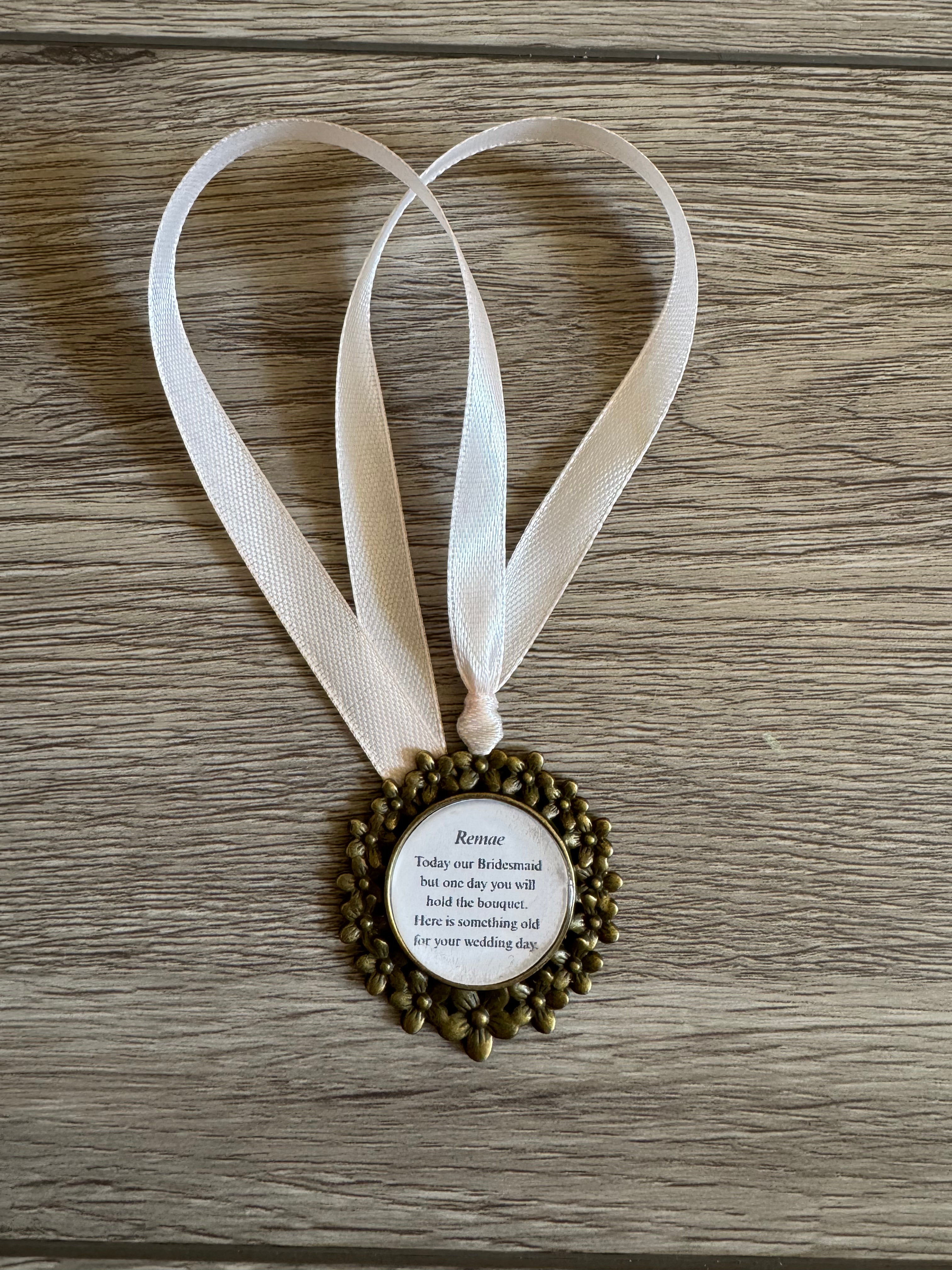 Bridesmaid Flower Girl Maid of Honor Honour Personalised Keepsake Charm Chief Bridesmaid Wedding Thank You Gift Something Old Bouquet Charm