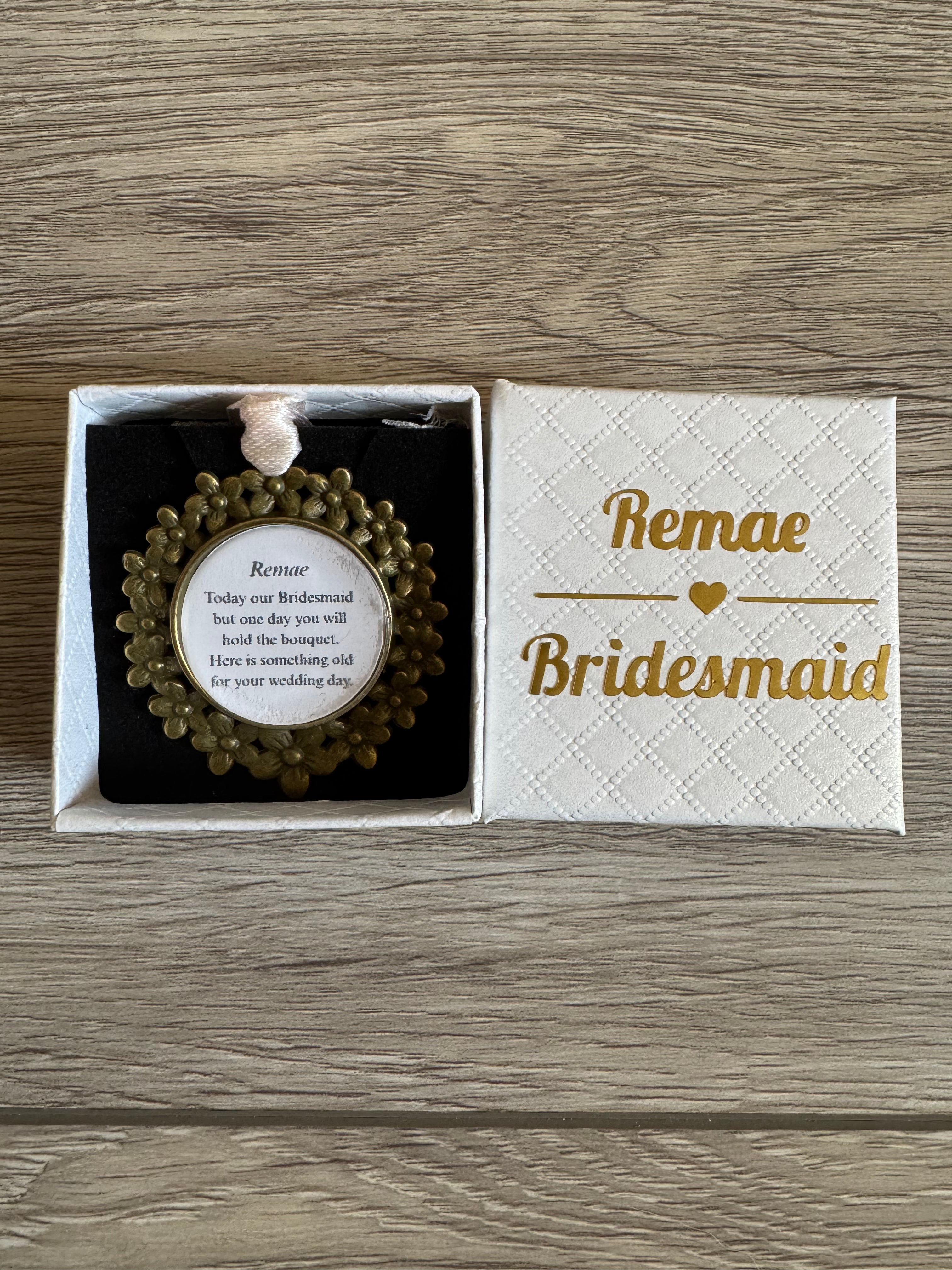 Bridesmaid Flower Girl Maid of Honor Honour Personalised Keepsake Charm Chief Bridesmaid Wedding Thank You Gift Something Old Bouquet Charm