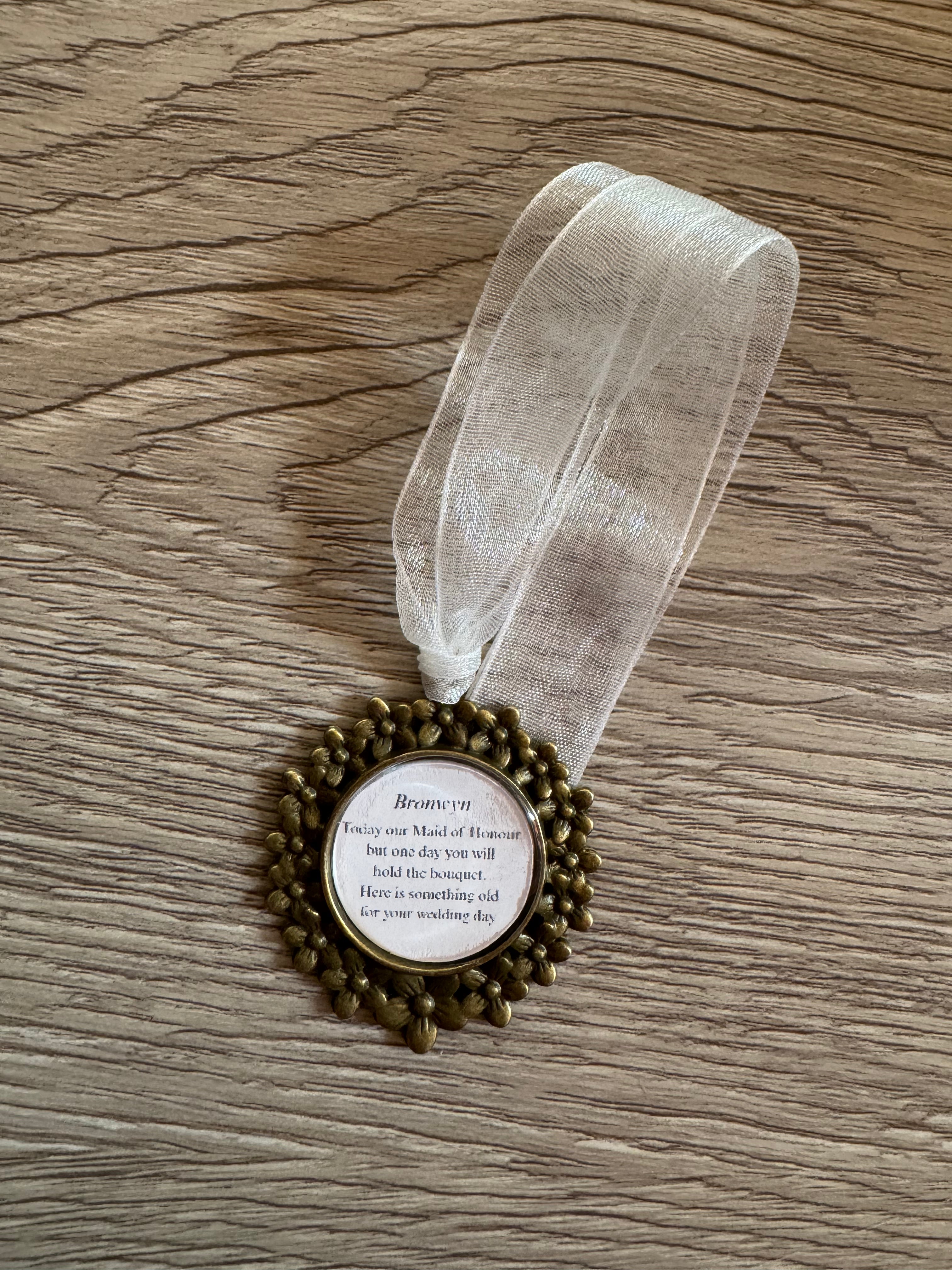 Bridesmaid Flower Girl Maid of Honor Honour Personalised Keepsake Charm Chief Bridesmaid Wedding Thank You Gift Something Old Bouquet Charm
