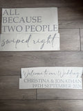 All Because Two People Swiped Right Vinyl Decal Wedding Mirror