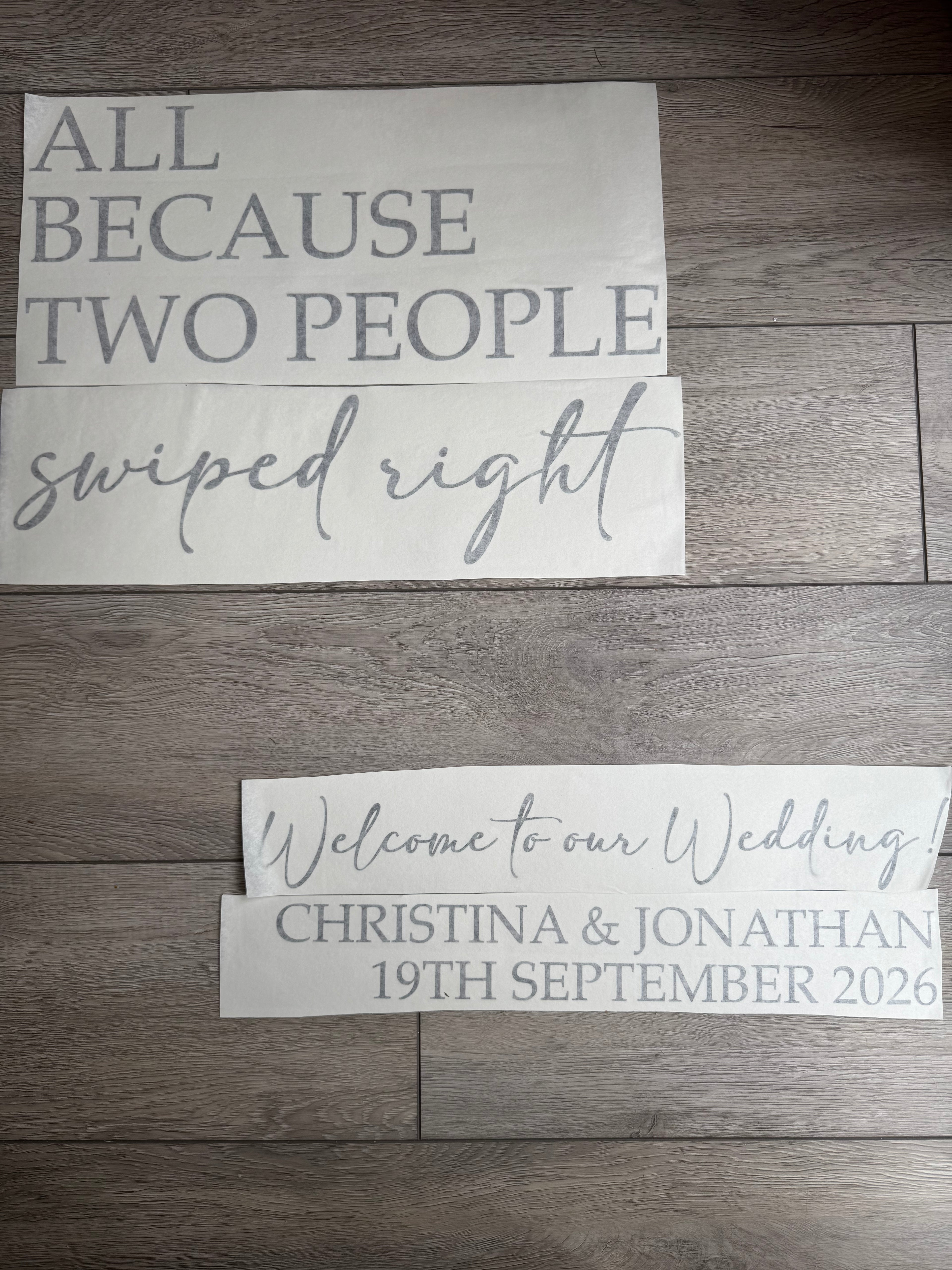 All Because Two People Swiped Right Vinyl Decal Wedding Mirror