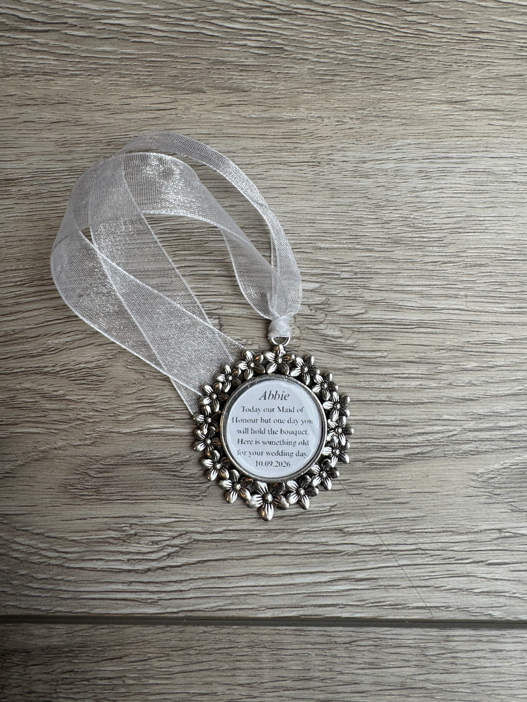 Bridesmaid Flower Girl Maid of Honor Honour Personalised Keepsake Charm Chief Bridesmaid Wedding Thank You Gift Something Old Bouquet Charm
