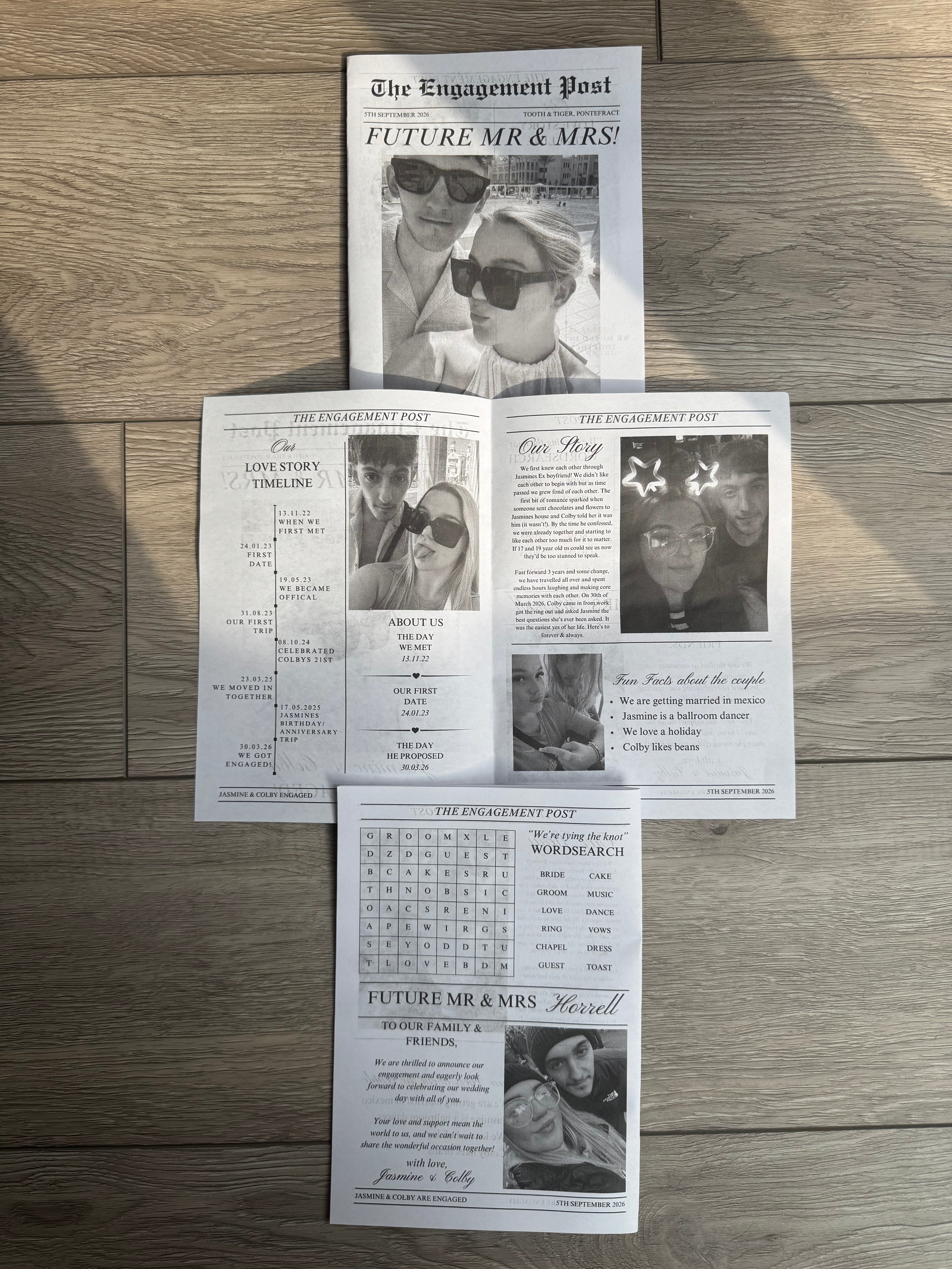 Personalised Engagement Party Newspaper