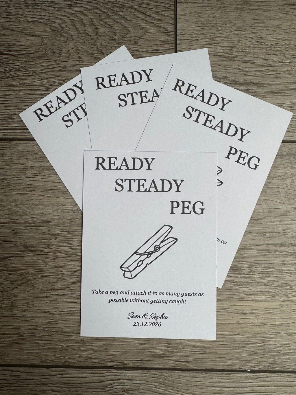 Personalised Pegging Game Card For Weddings Various Designs