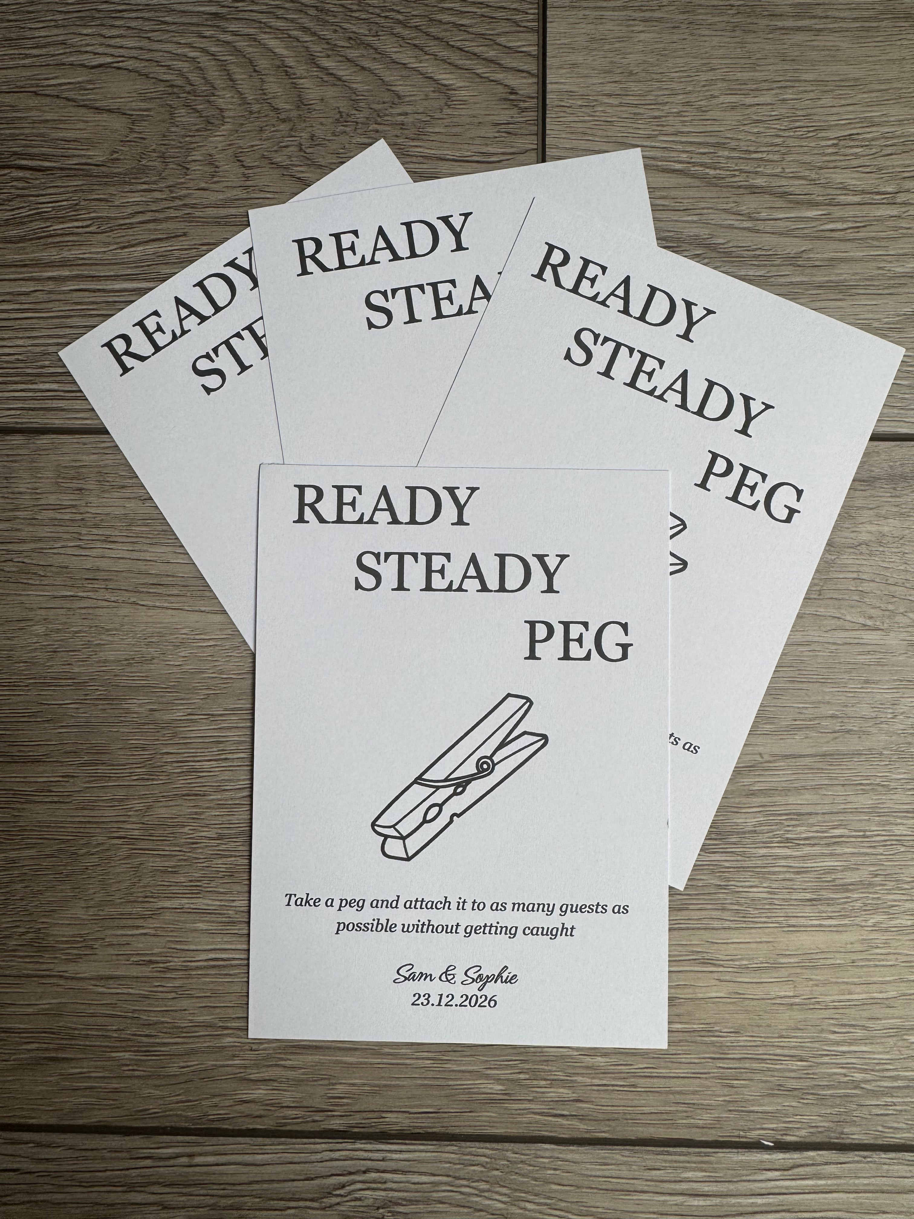 Personalised Pegging Game Card For Weddings Various Designs