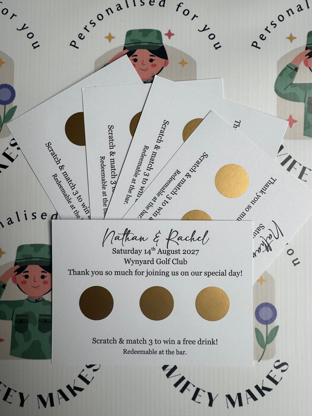 Personalised Scratch Off Cards Drink Prize