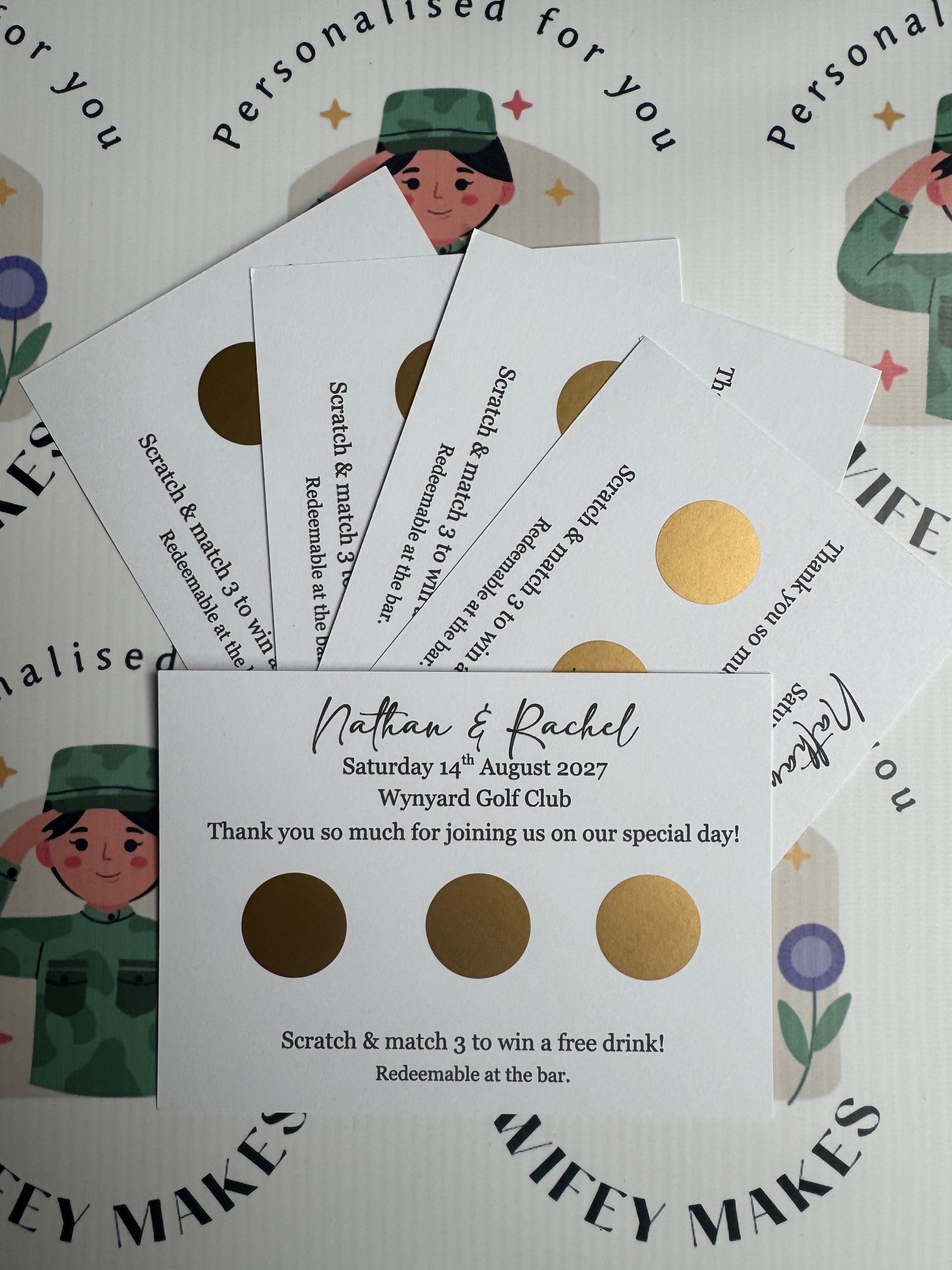 Personalised Scratch Off Cards Drink Prize