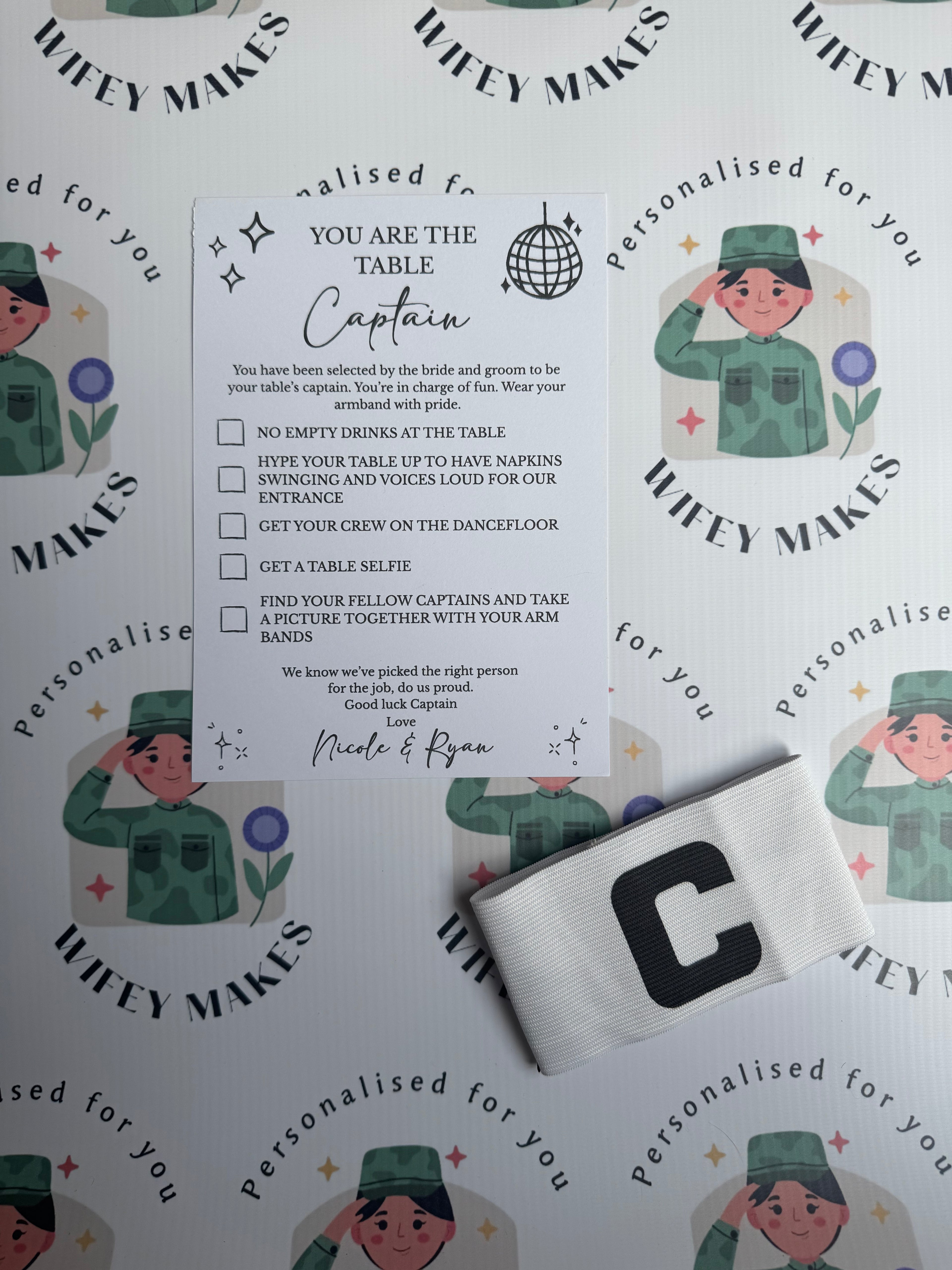 Personalised Table Captain Card For Weddings Various Designs